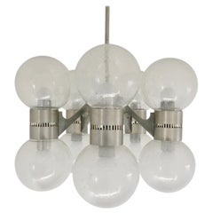 Clear Pulegoso Glass Chandelier in the Style of Sciolari, Italy, 1960s