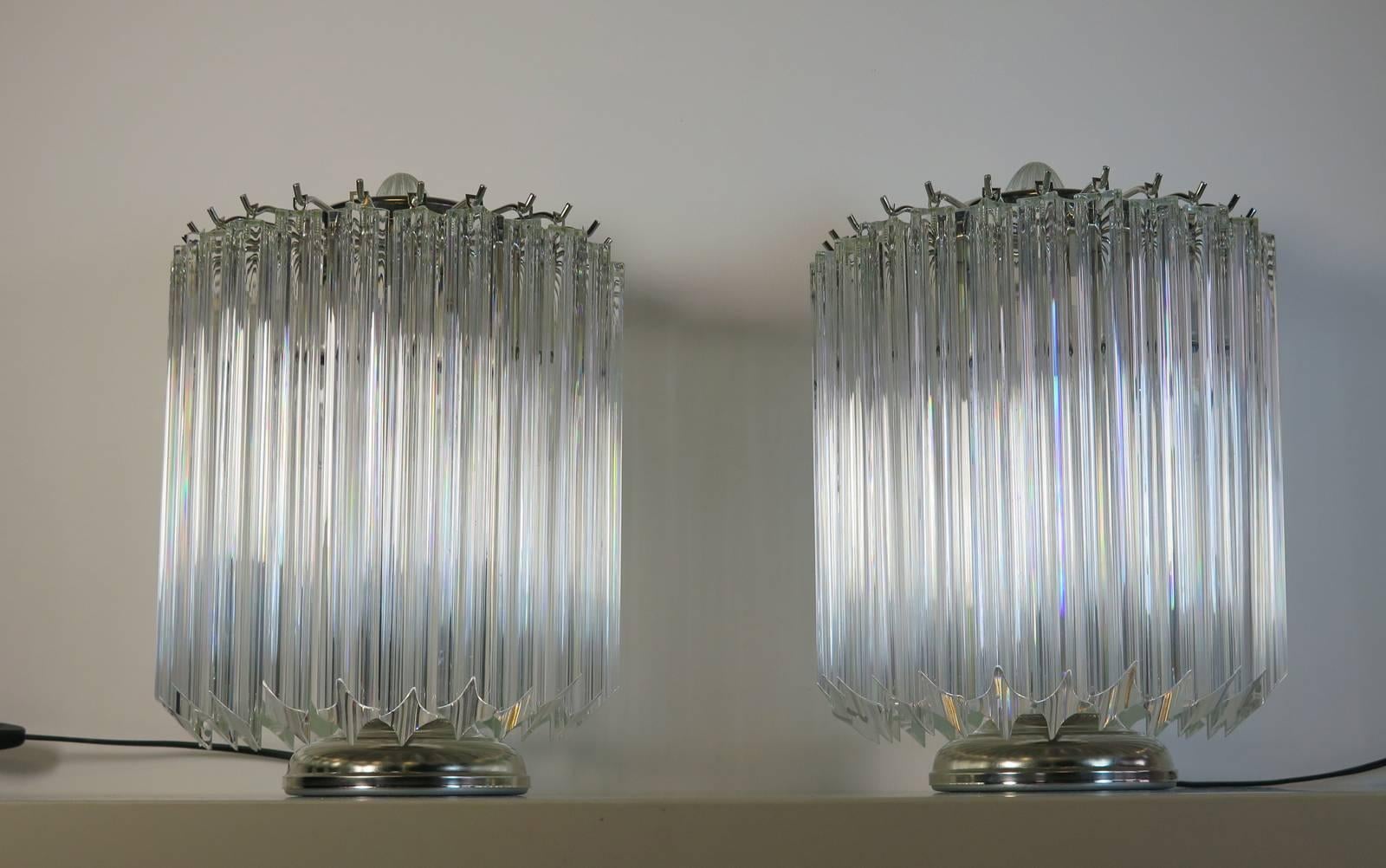 Italian Clear Quadriedri Table Lamp, Venini Style For Sale