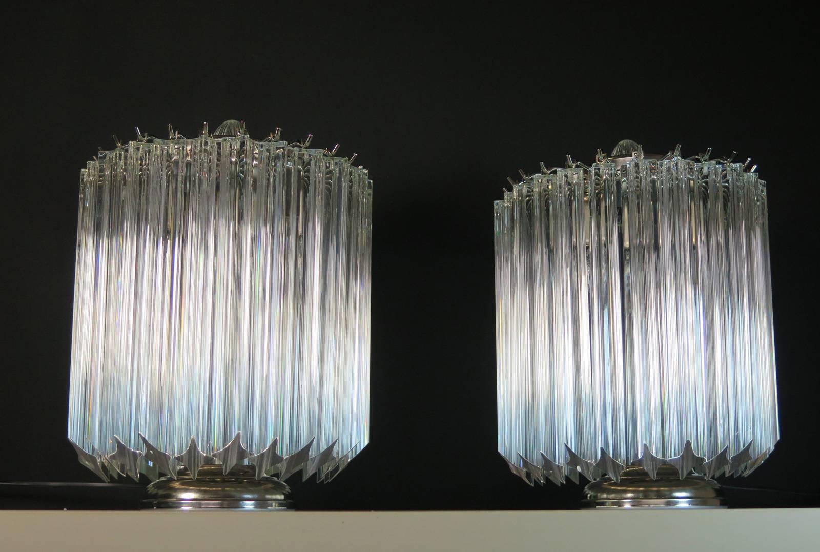 Late 20th Century Clear Quadriedri Table Lamp, Venini Style For Sale