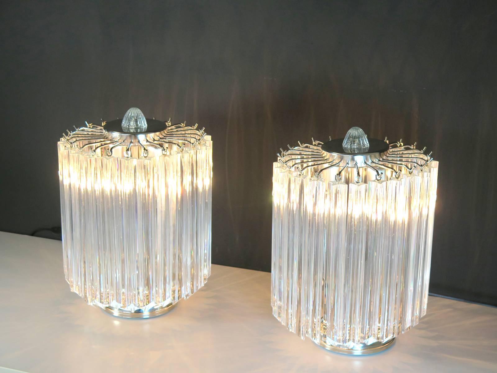 Clear Quadriedri Table Lamp, Venini Style For Sale 1