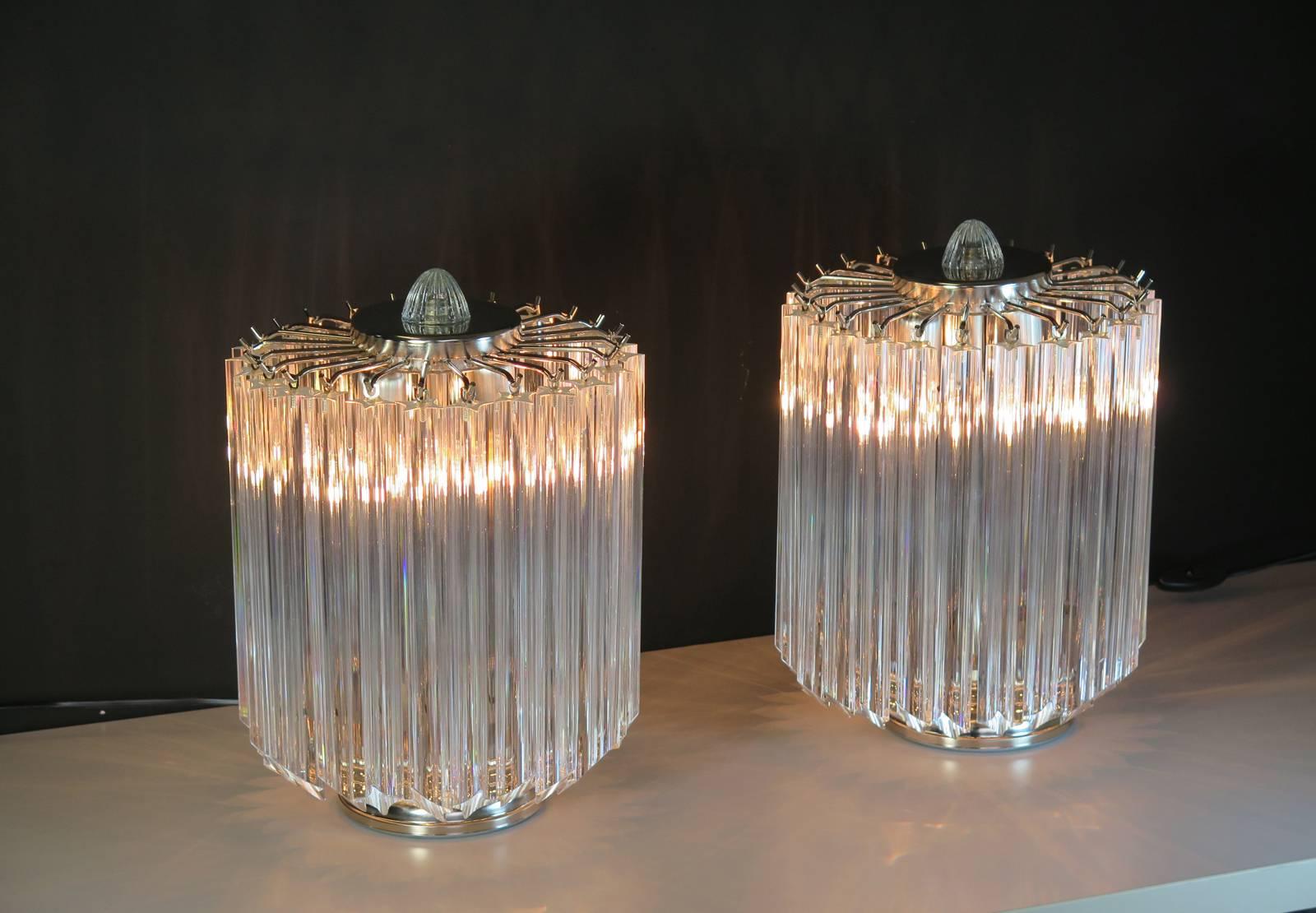 Clear Quadriedri Table Lamp, Venini Style For Sale 2