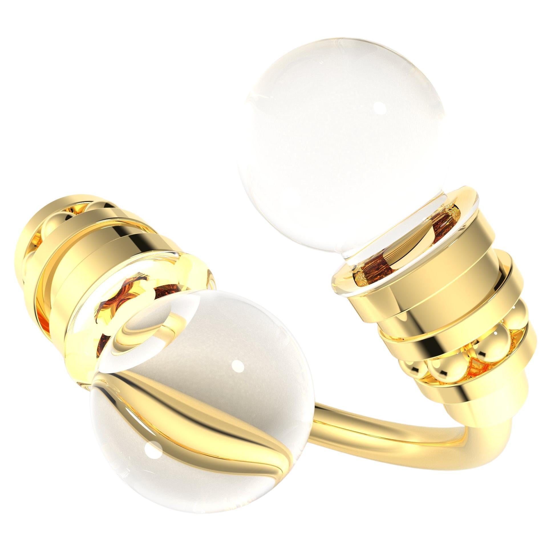 Aqua-Ring aus klarem Quarz 18k Gold im Angebot