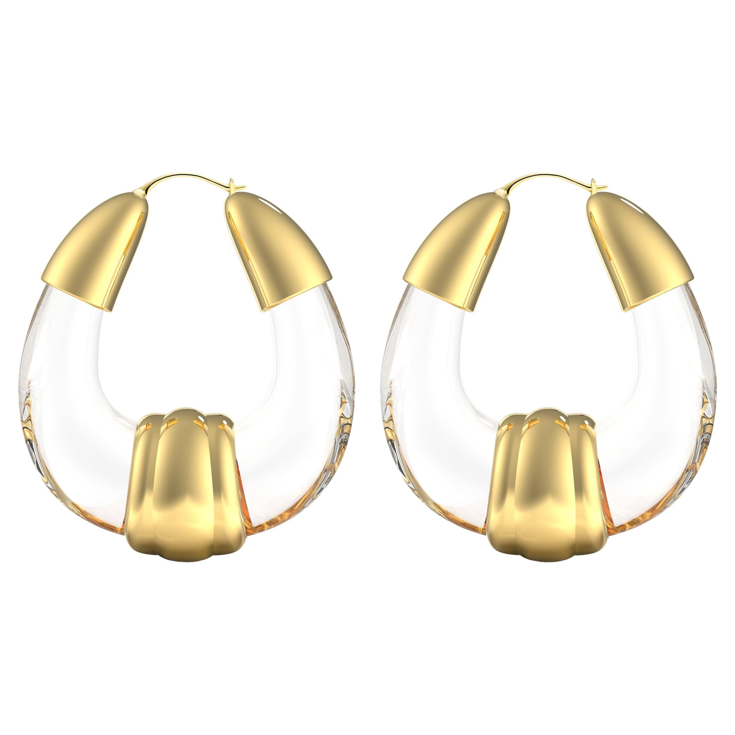 Clear Quartz 18K Gold Ode Earring For Sale
