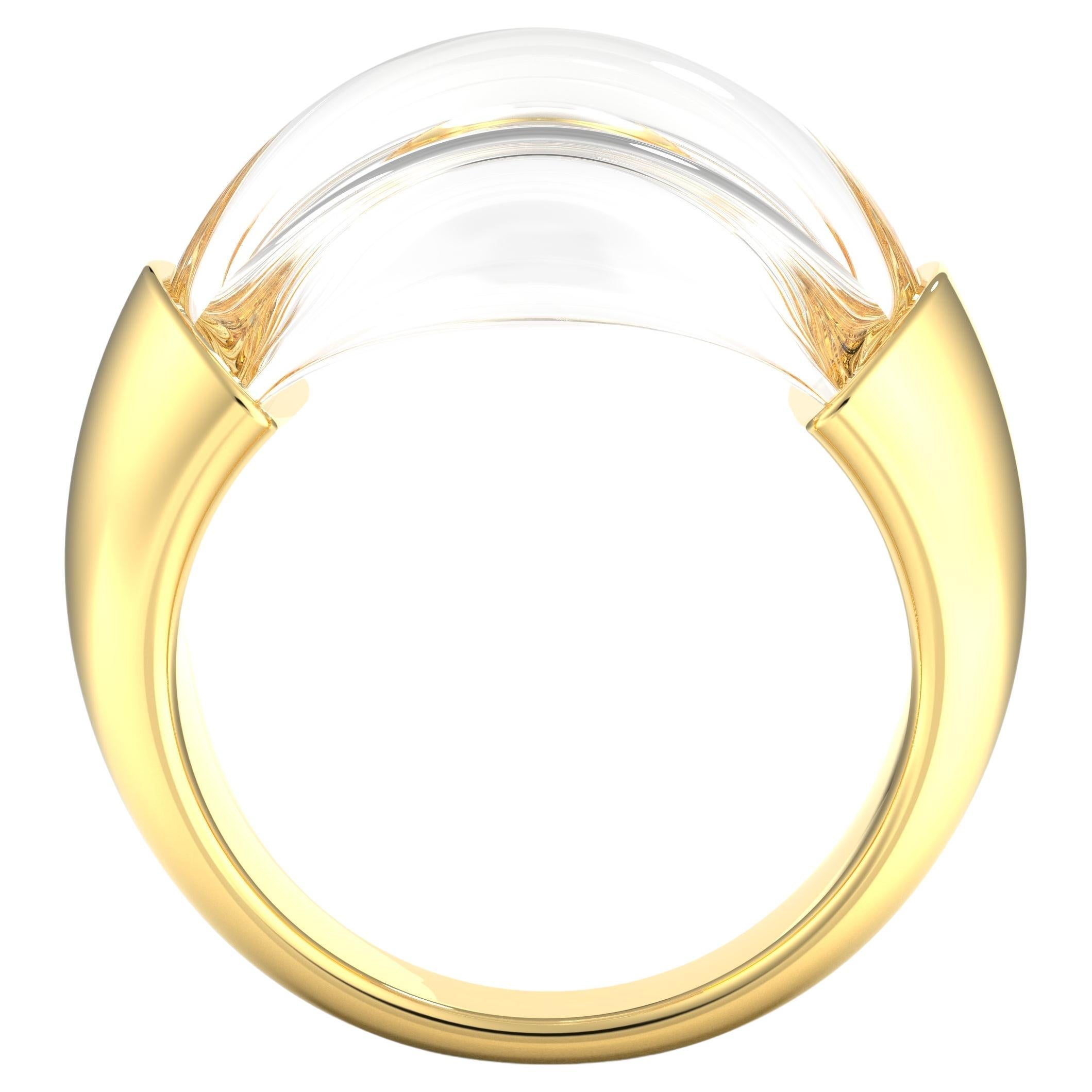 Ode-Ring aus 18 Karat Gold mit klarem Quarz