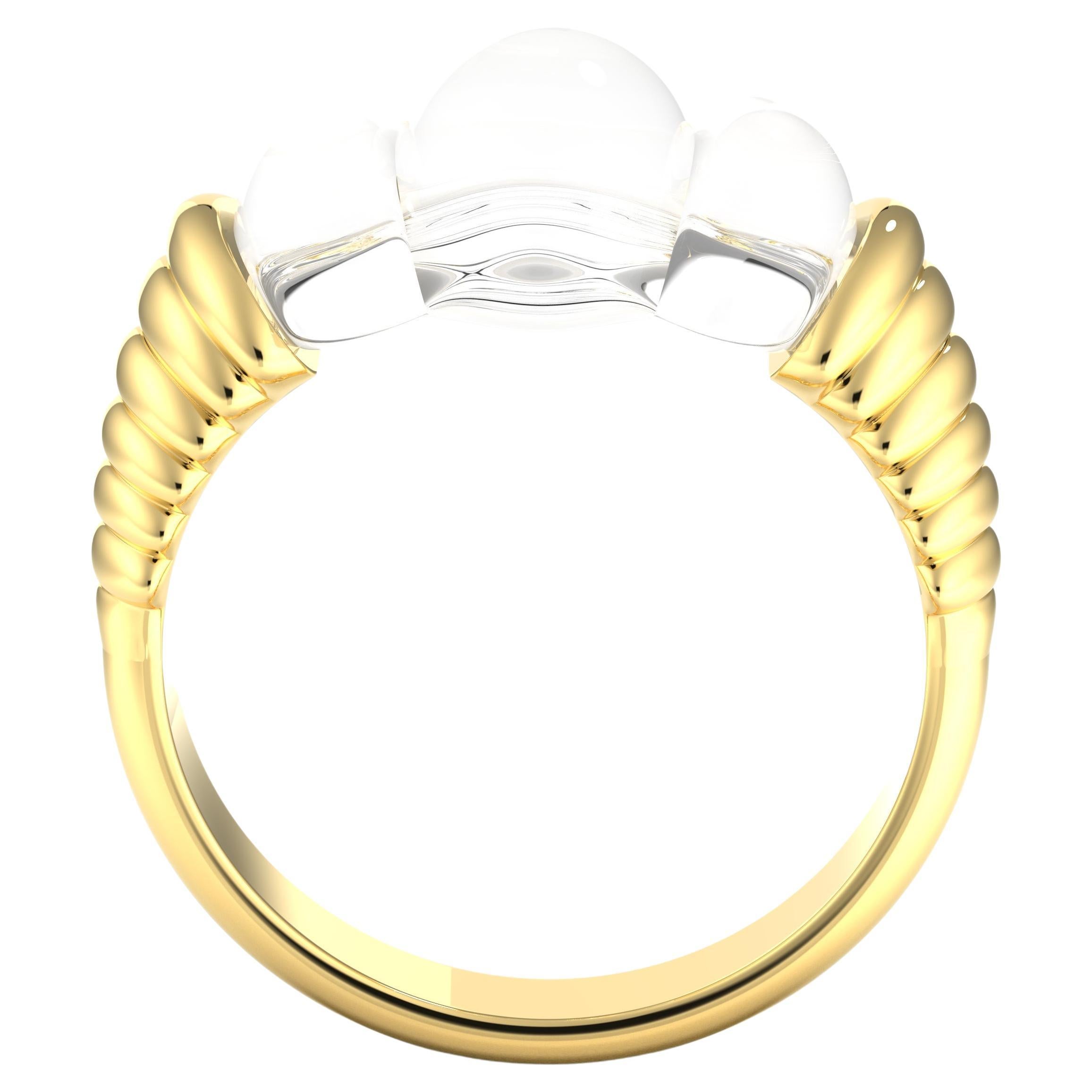 Clear Quartz 18k Gold Seashell Ring For Sale