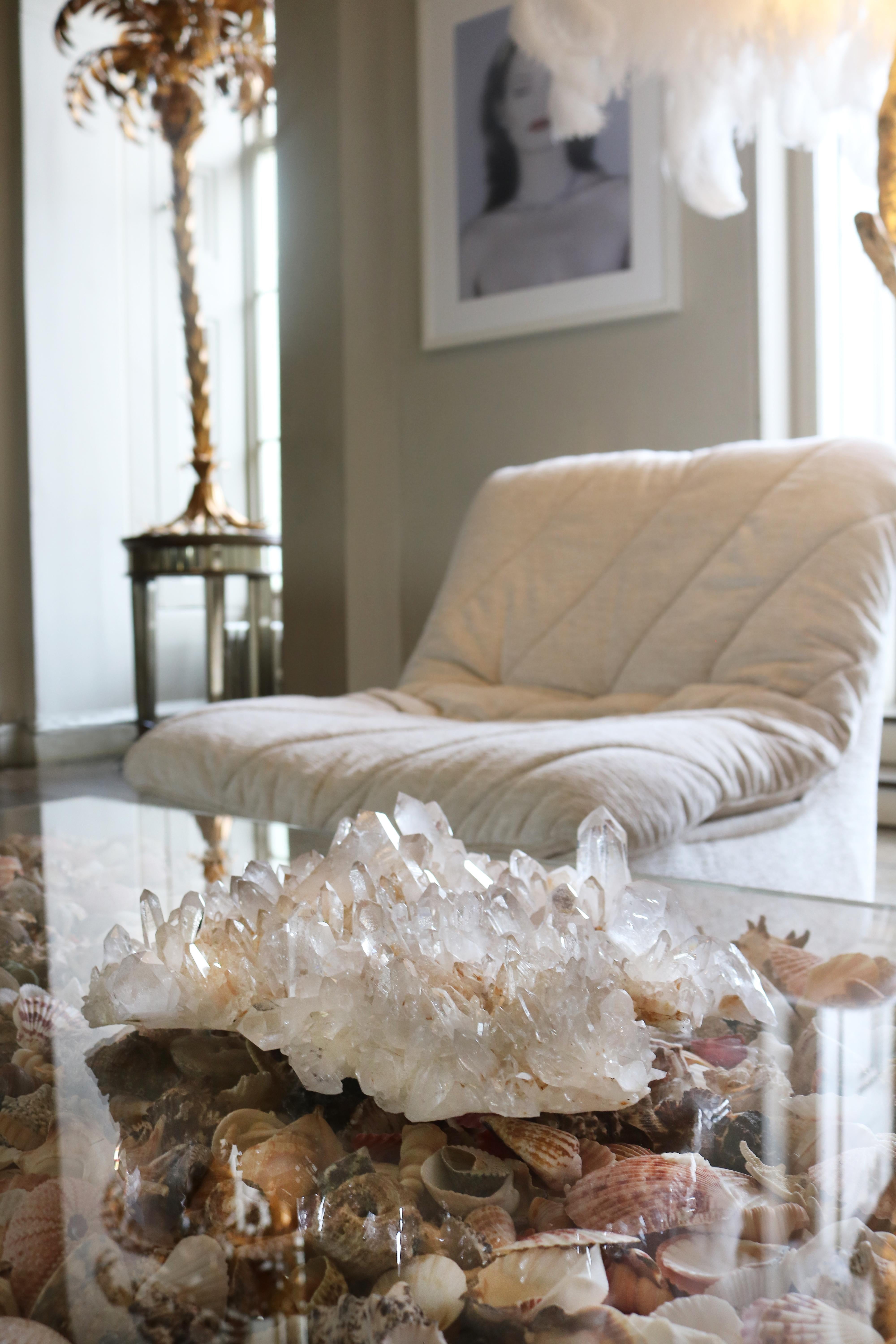 A large and fine cluster of “rock crystal” clear quartz.