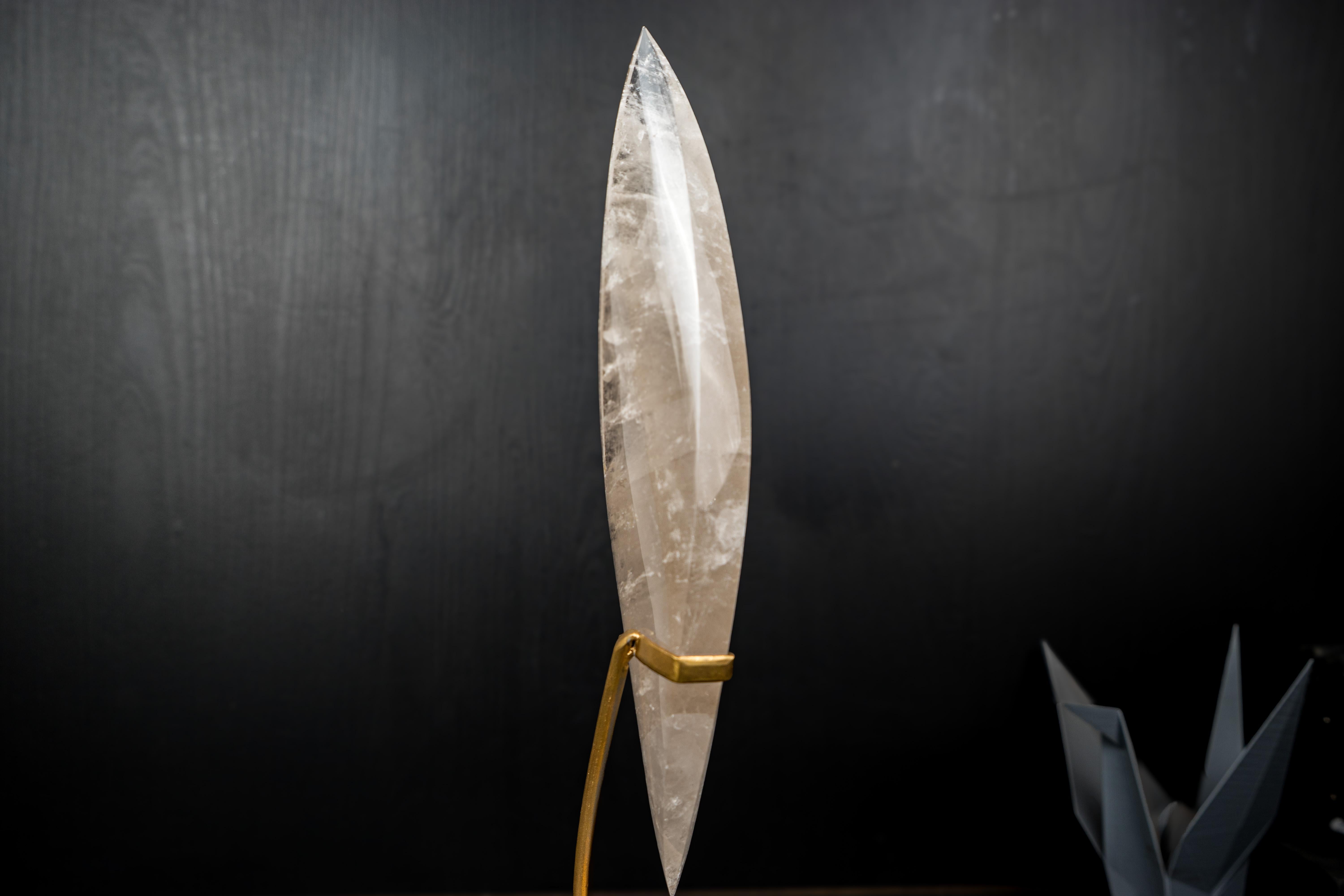 Natural Crystal Quartz Flame Sculpture

▫️Description

With aesthetic lines achievable only by an expert carver, this crystal sculpture—enhanced by natural inclusions and brilliant reflections—stands out as a unique decorative piece or an energetic