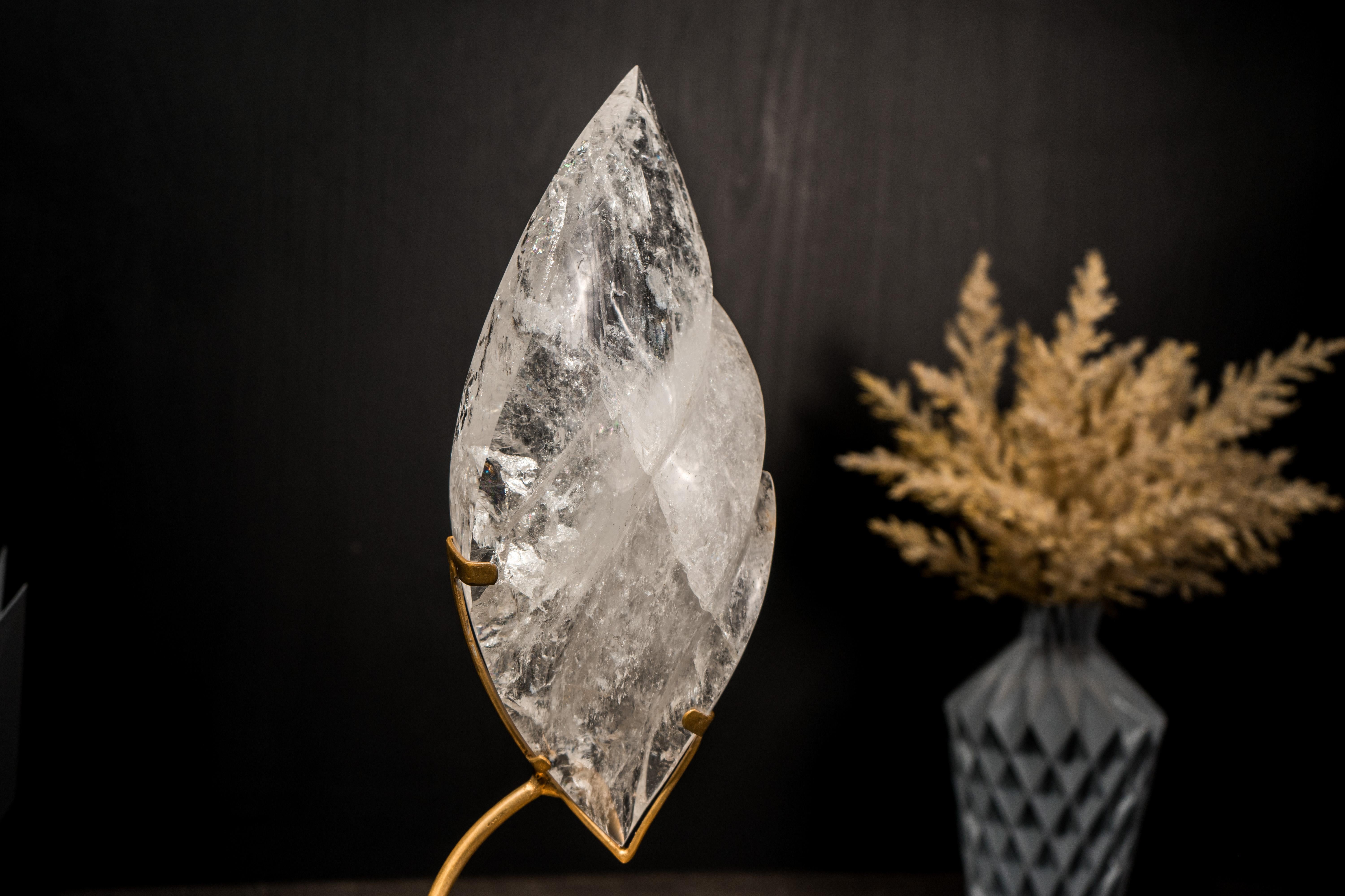 Clear Quartz Flame Generator, Sculpted from a Natural Crystal Quartz Stone For Sale 6