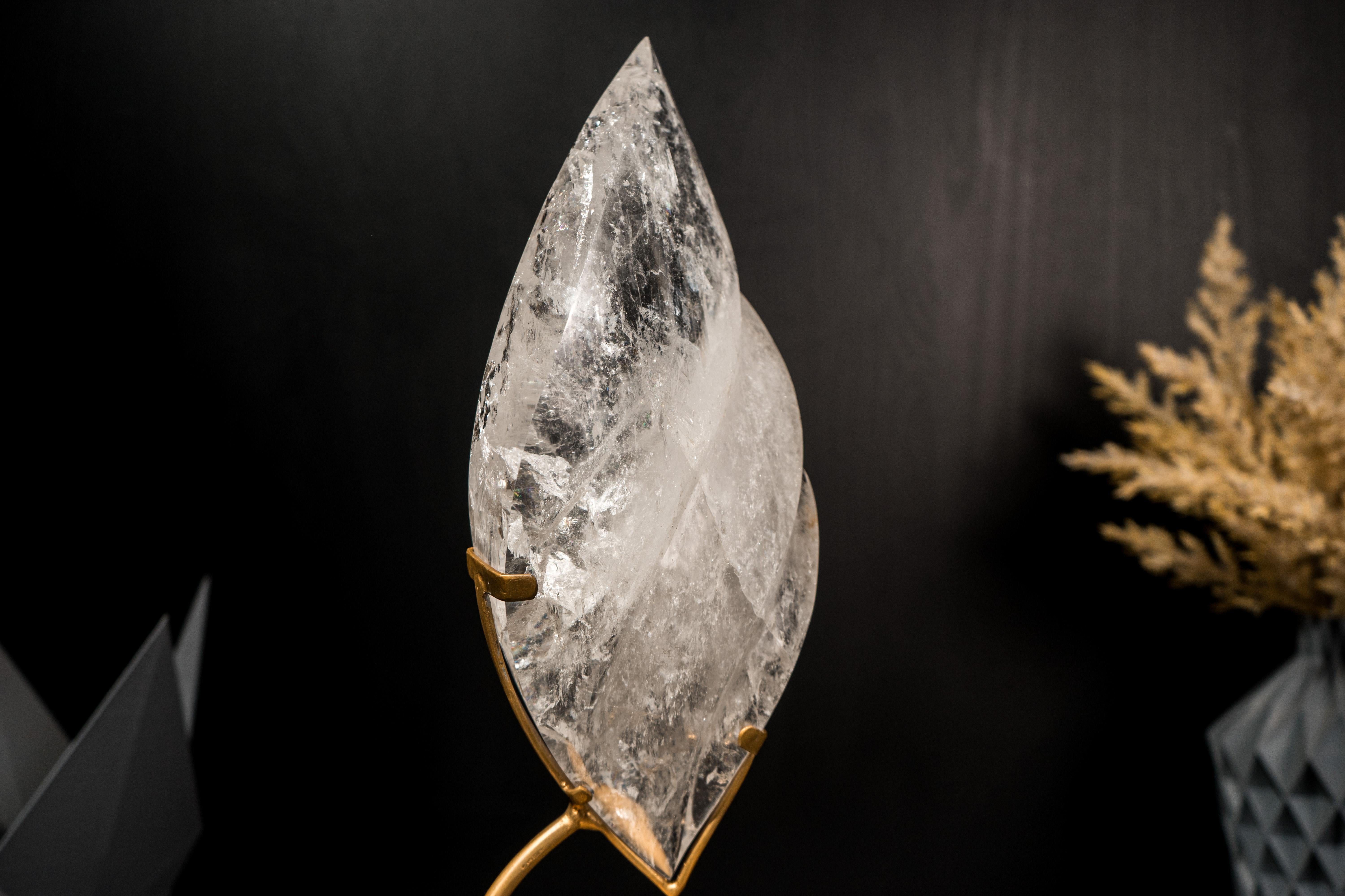 Brazilian Clear Quartz Flame Generator, Sculpted from a Natural Crystal Quartz Stone For Sale