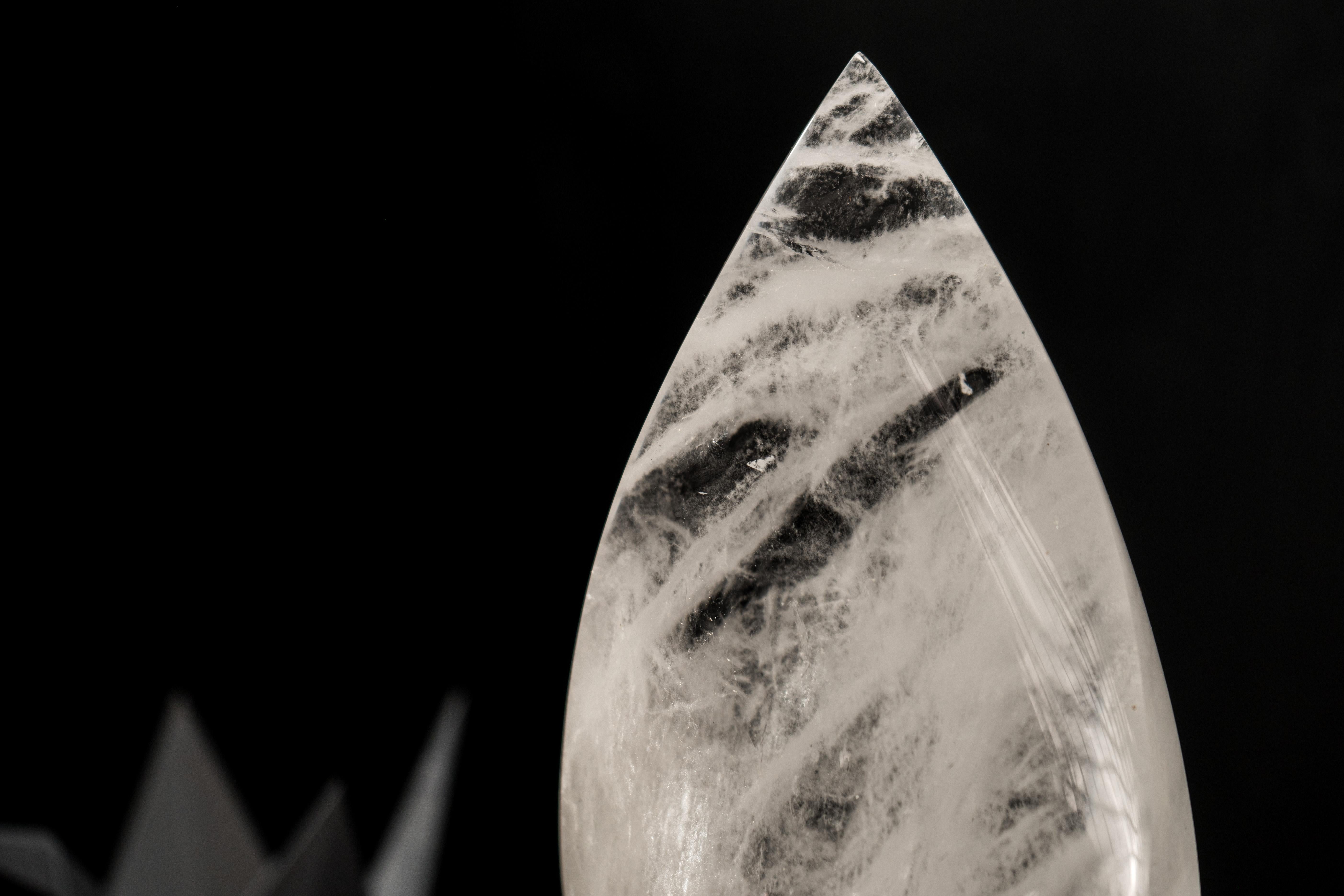 Clear Quartz Flame Generator, Sculpted from a Natural Crystal Quartz Stone For Sale 2