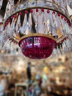 Clear & Red Crystal Chandelier