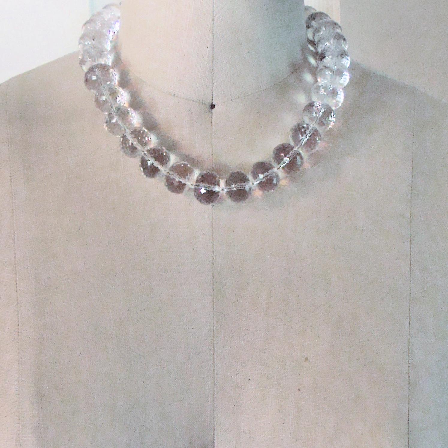 Artisan Clear Rock Crystal Rondelle Choker Necklace, i Can See Clearly Now Necklace For Sale