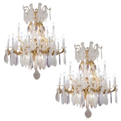 Kronleuchter aus klarem Bergkristall und Rosenquarz mit 40 Lichtern und Amethysttropfen