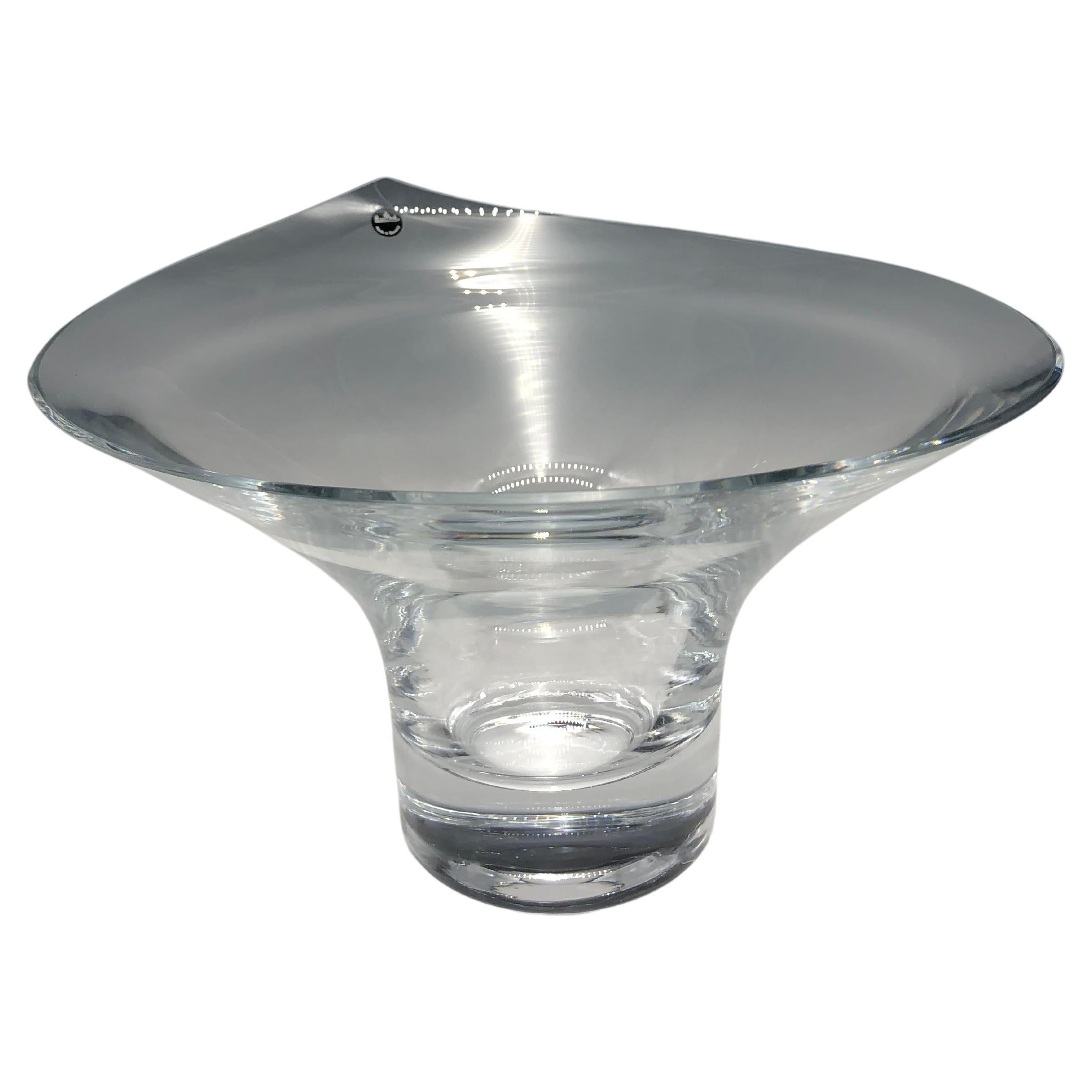 Clear Rosenthal Crystal Glass Calla Pedestal Bowl Centerpiece For Sale