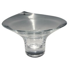 Used Clear Rosenthal Crystal Glass Calla Pedestal Bowl Centerpiece