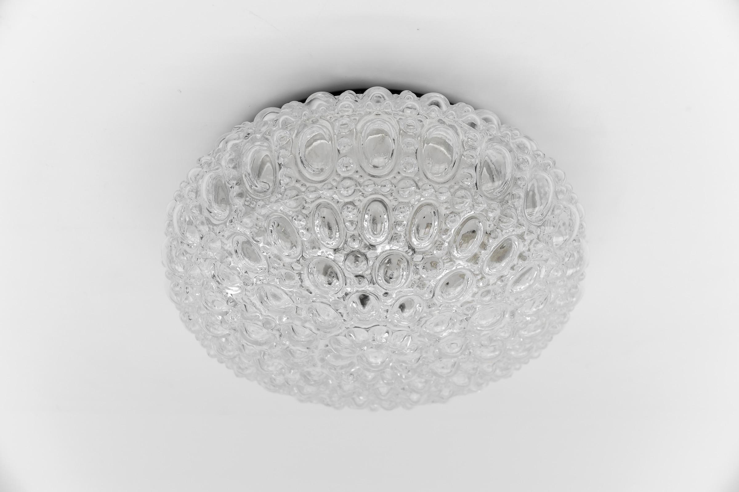 Clear Round Bubble Glass Flush Mount Lamp by Helena Tynell, Germany 1960s  In Good Condition In Nürnberg, Bayern