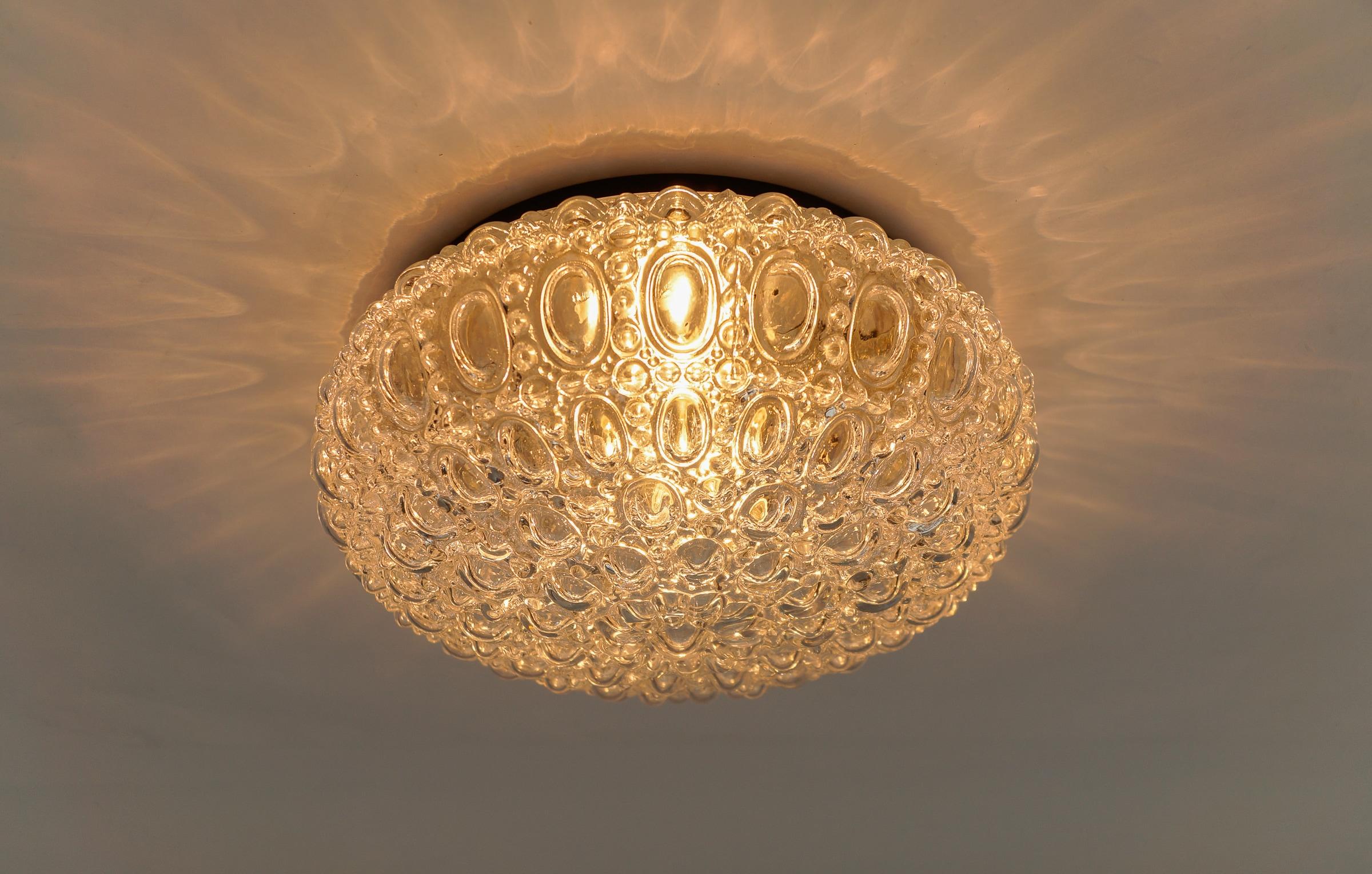 Mid-20th Century Clear Round Bubble Glass Flush Mount Lamp by Helena Tynell, Germany 1960s 