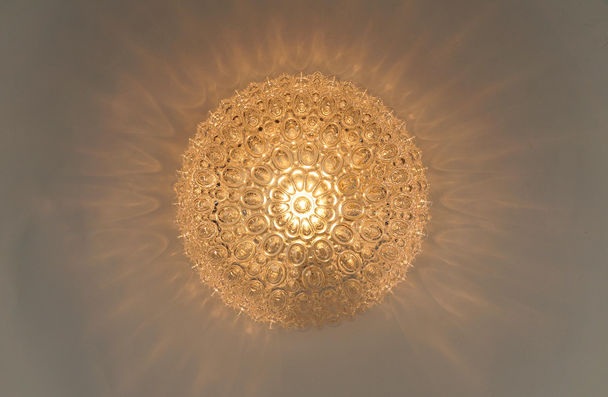 Clear Round Bubble Glass Flush Mount Lamp by Helena Tynell, Germany 1960s  1