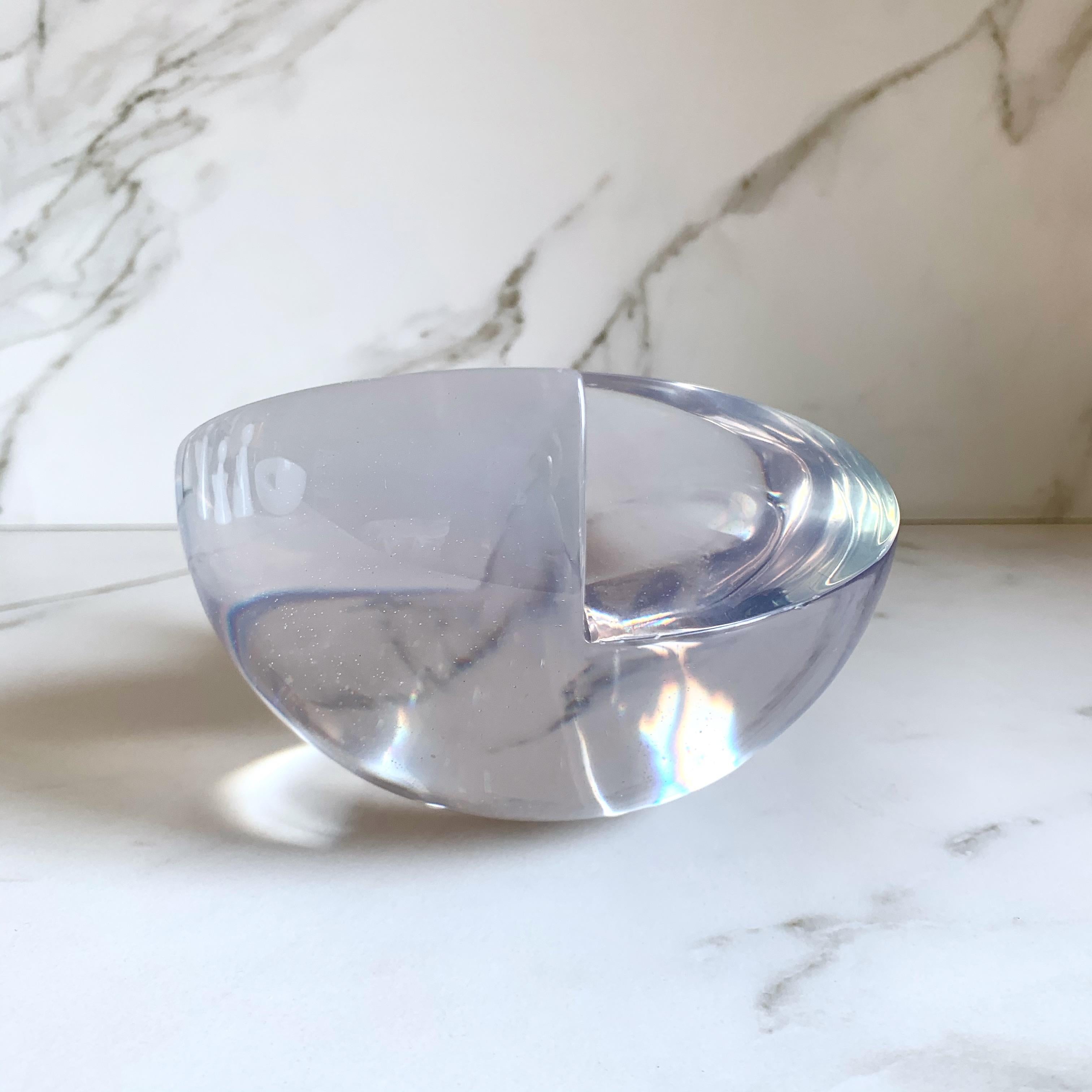 Modern Clear Semi Sphere Sculpture in Polished Resin by Paola Valle For Sale