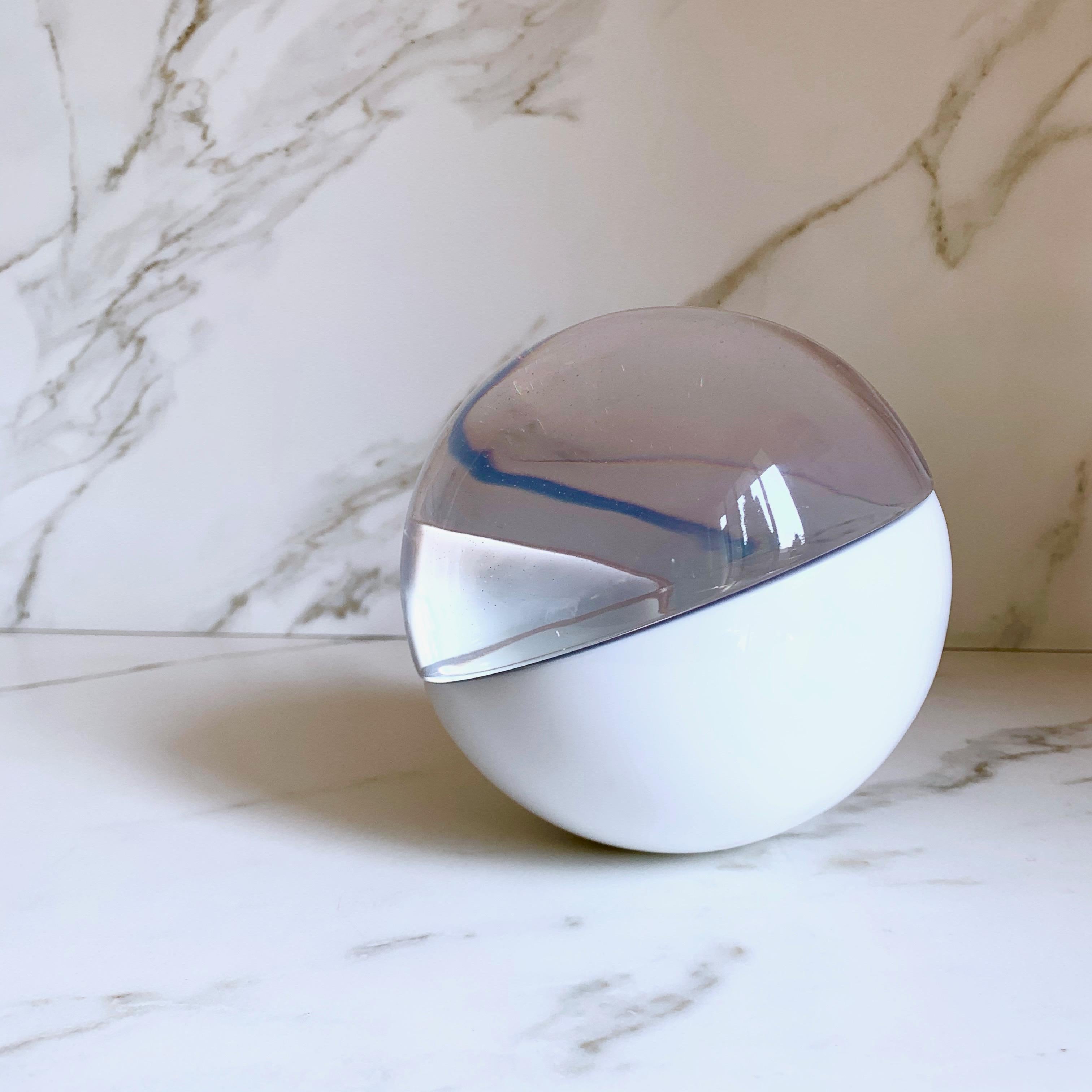 Cast Clear Semi Sphere Sculpture in Polished Resin by Paola Valle For Sale
