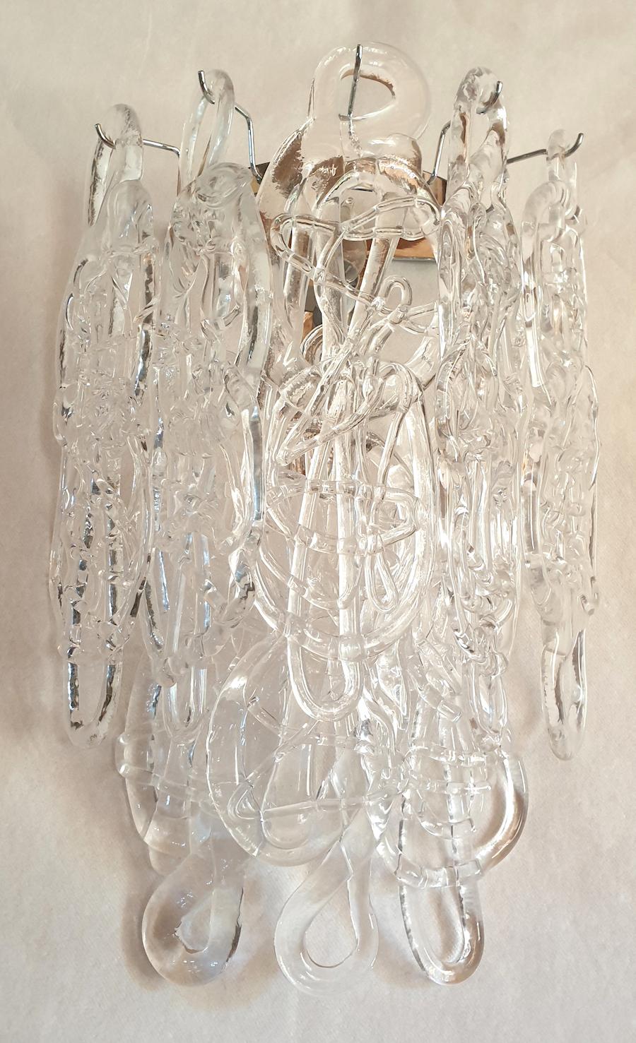 Italian Mid Century Modern Murano Glass Sconces, by Mazzega - a pair