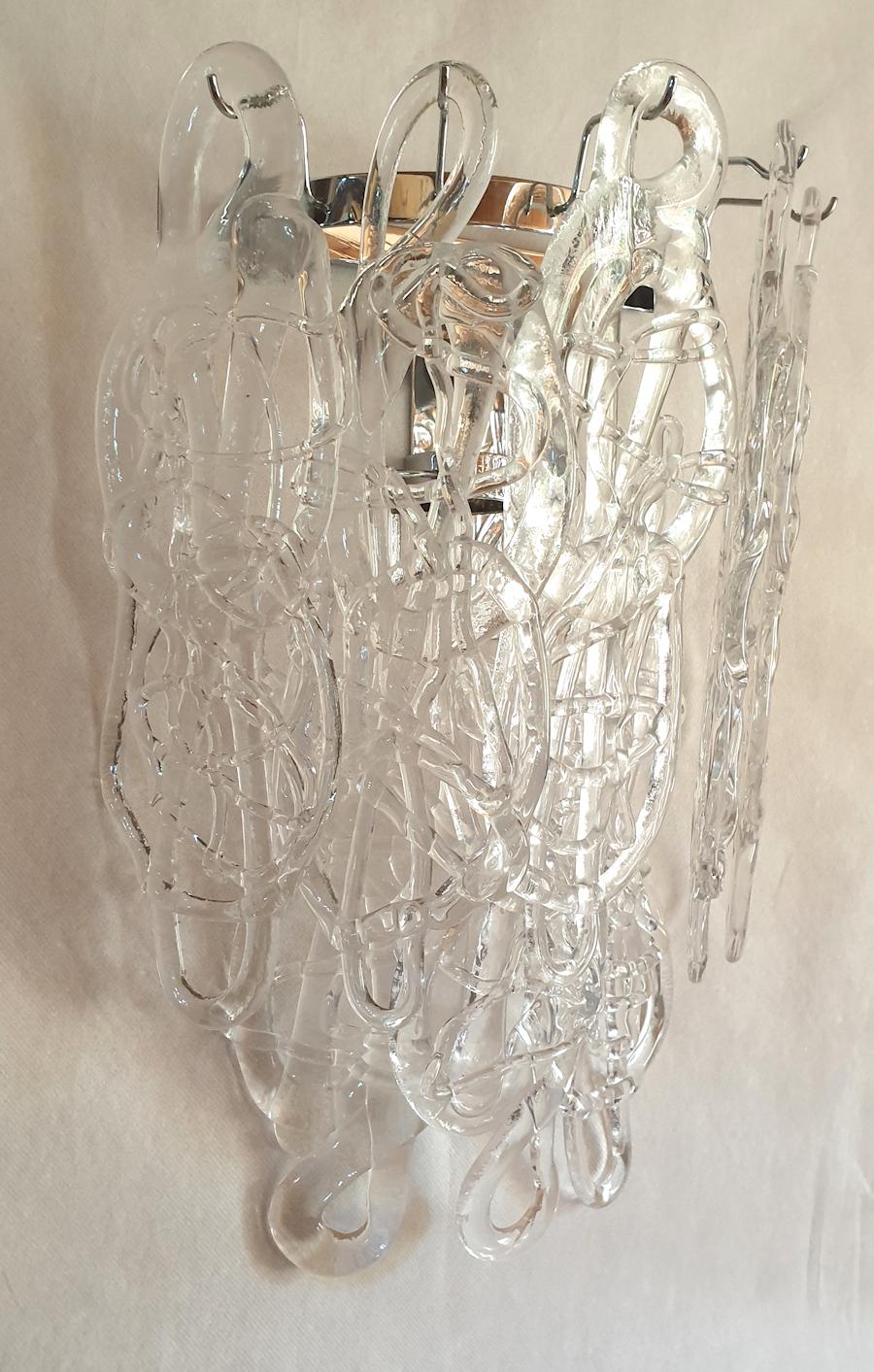 Late 20th Century Mid Century Modern Murano Glass Sconces, by Mazzega - a pair