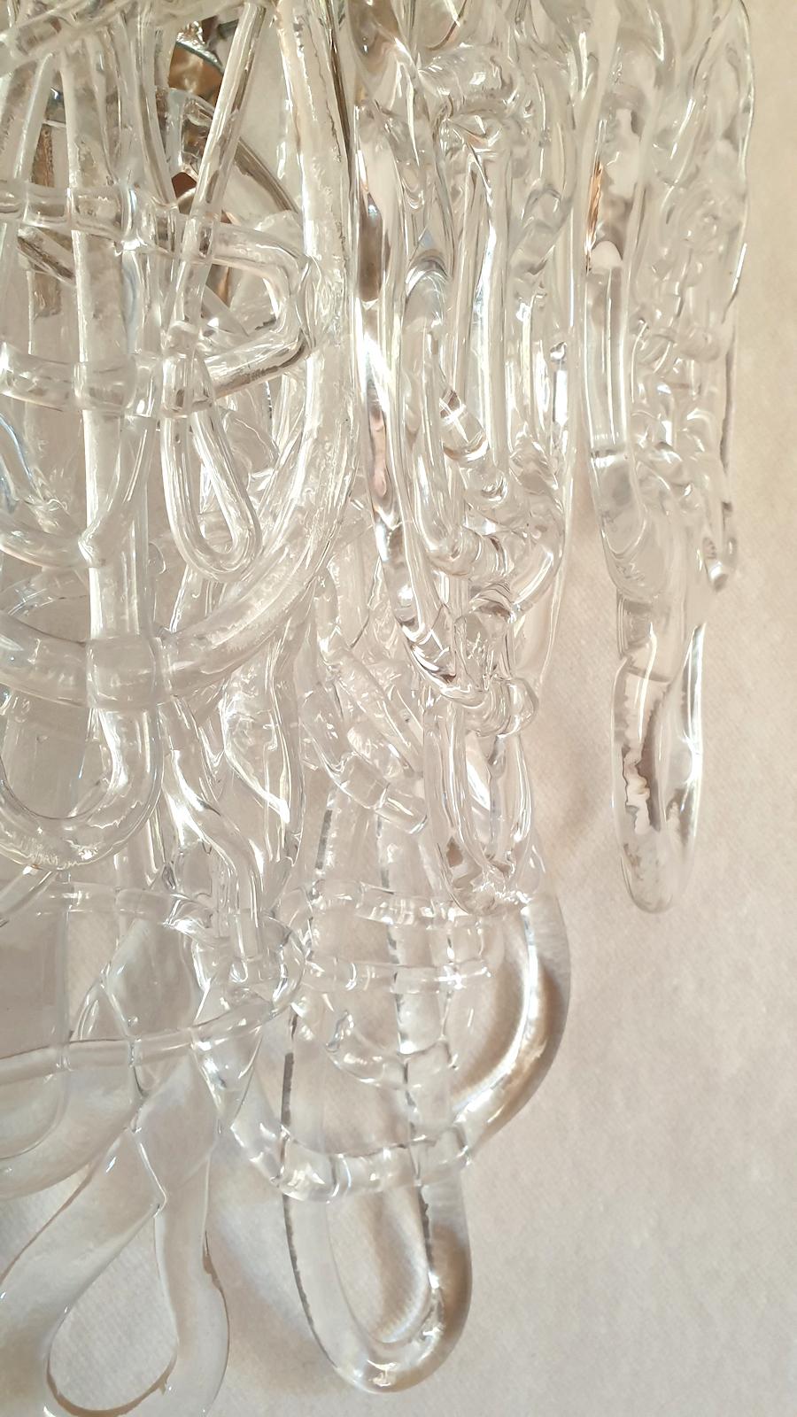 Chrome Mid Century Modern Murano Glass Sconces, by Mazzega - a pair