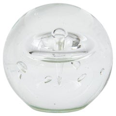 Clear Sulfur Glass Paperweight, Italy, 1960's