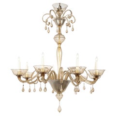Clear Taupe Color Glass Murano Chandelier