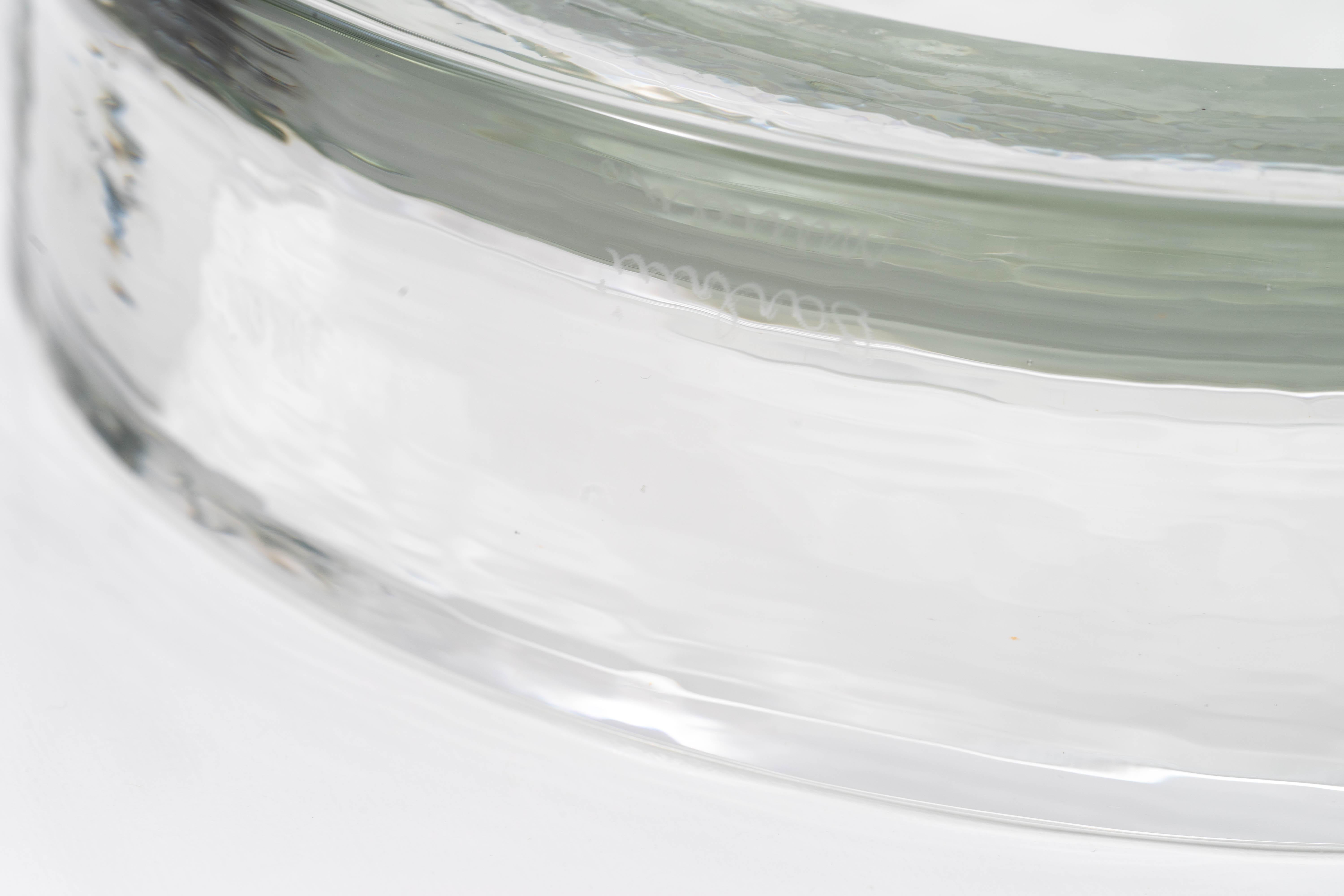 Clear Textured Glass Low Dish by Barbini Murano, circa 1970 4