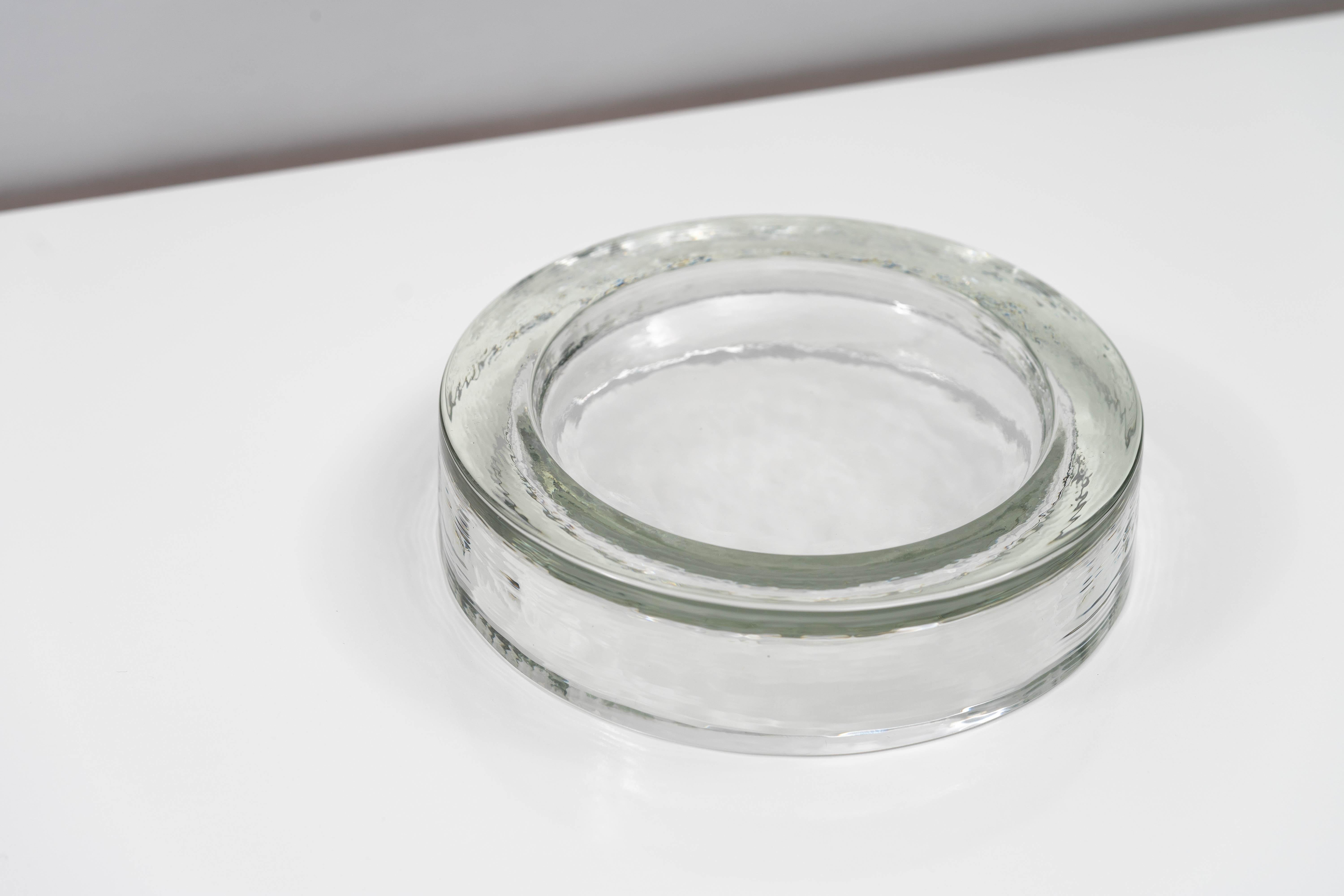 Late 20th Century Clear Textured Glass Low Dish by Barbini Murano, circa 1970