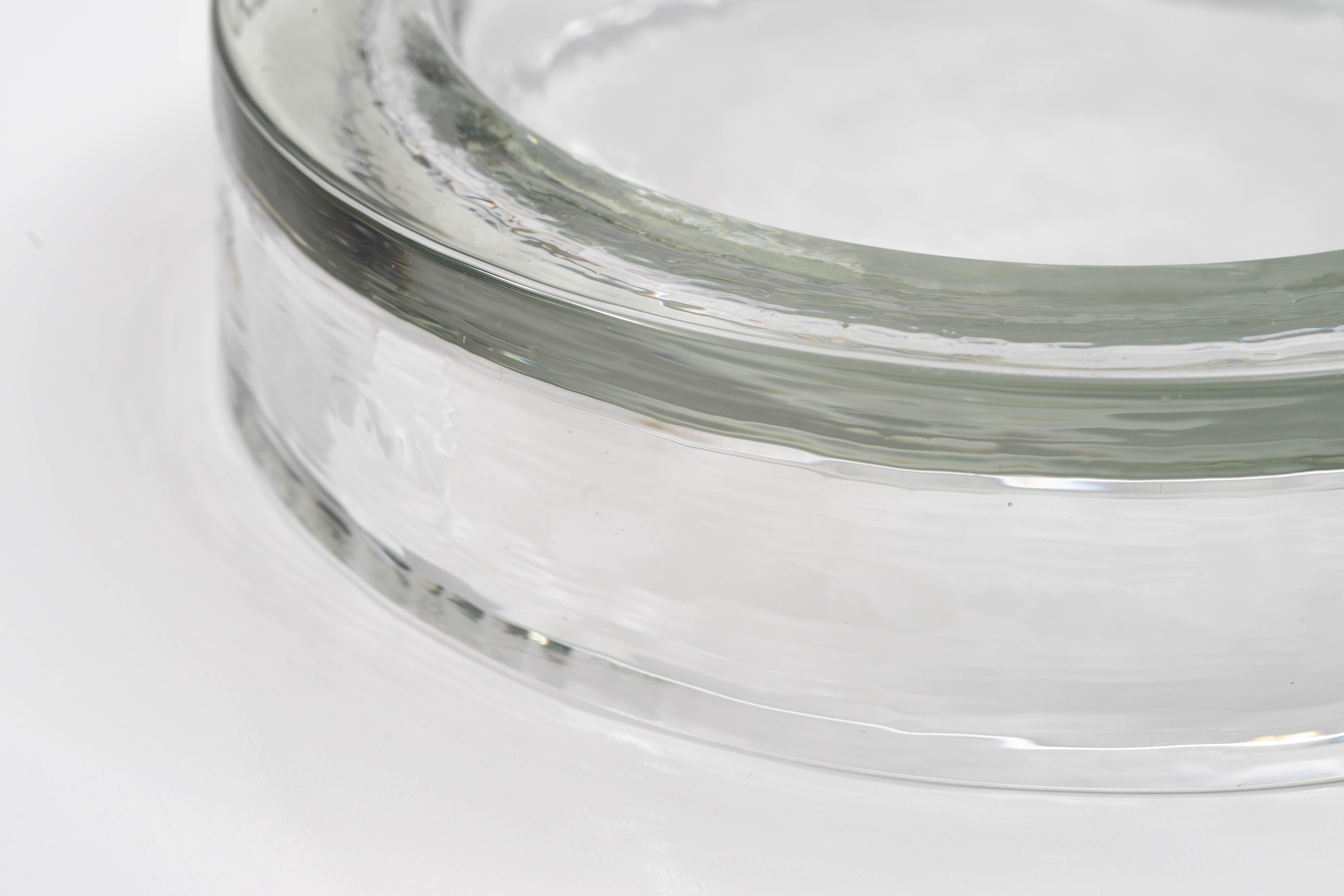 Clear Textured Glass Low Dish by Barbini Murano, circa 1970 1