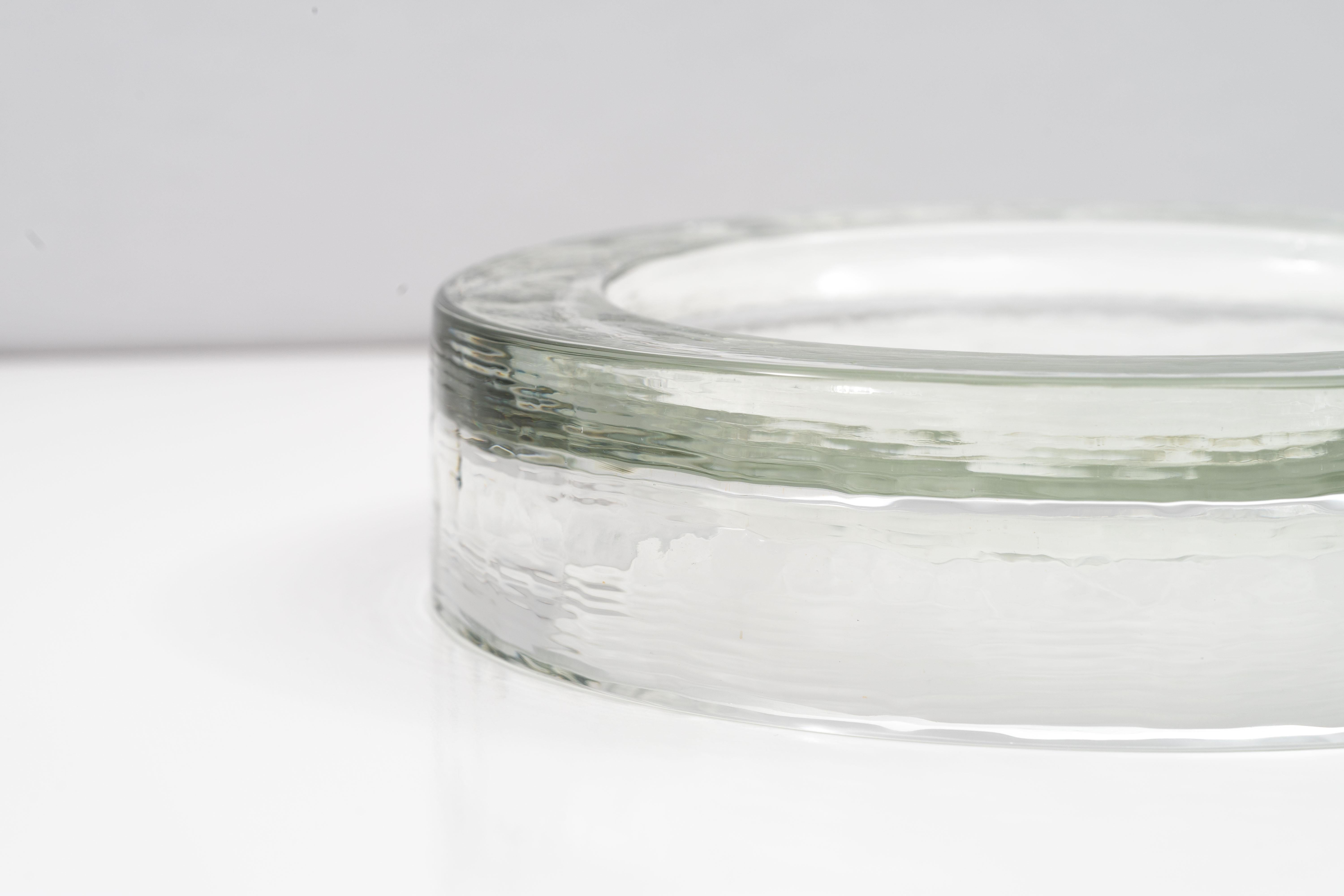 Clear Textured Glass Low Dish by Barbini Murano, circa 1970 3