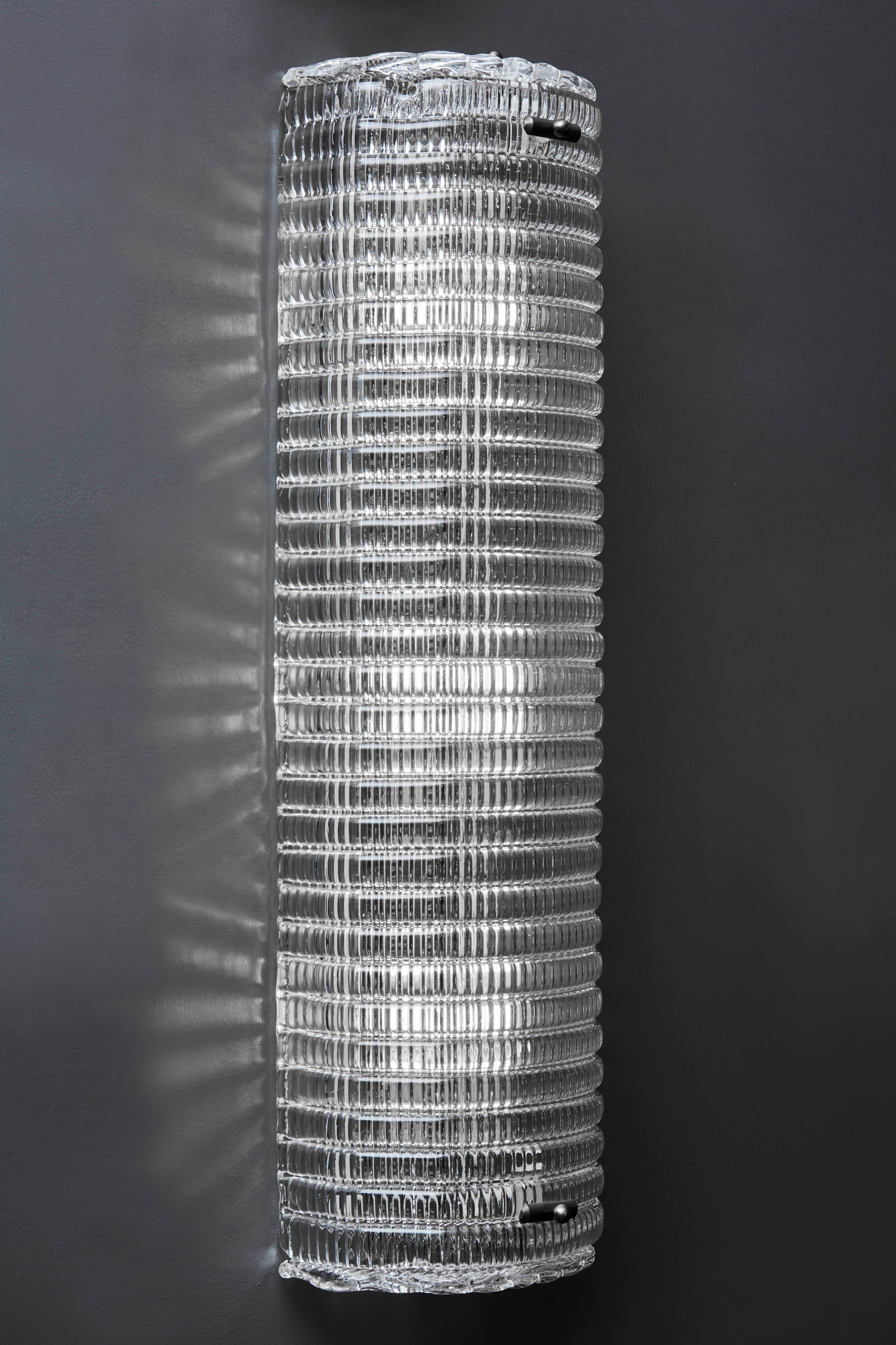 Verre de Murano texturé transparent avec monture en laiton Neuf - En vente à Saint-Ouen, IDF
