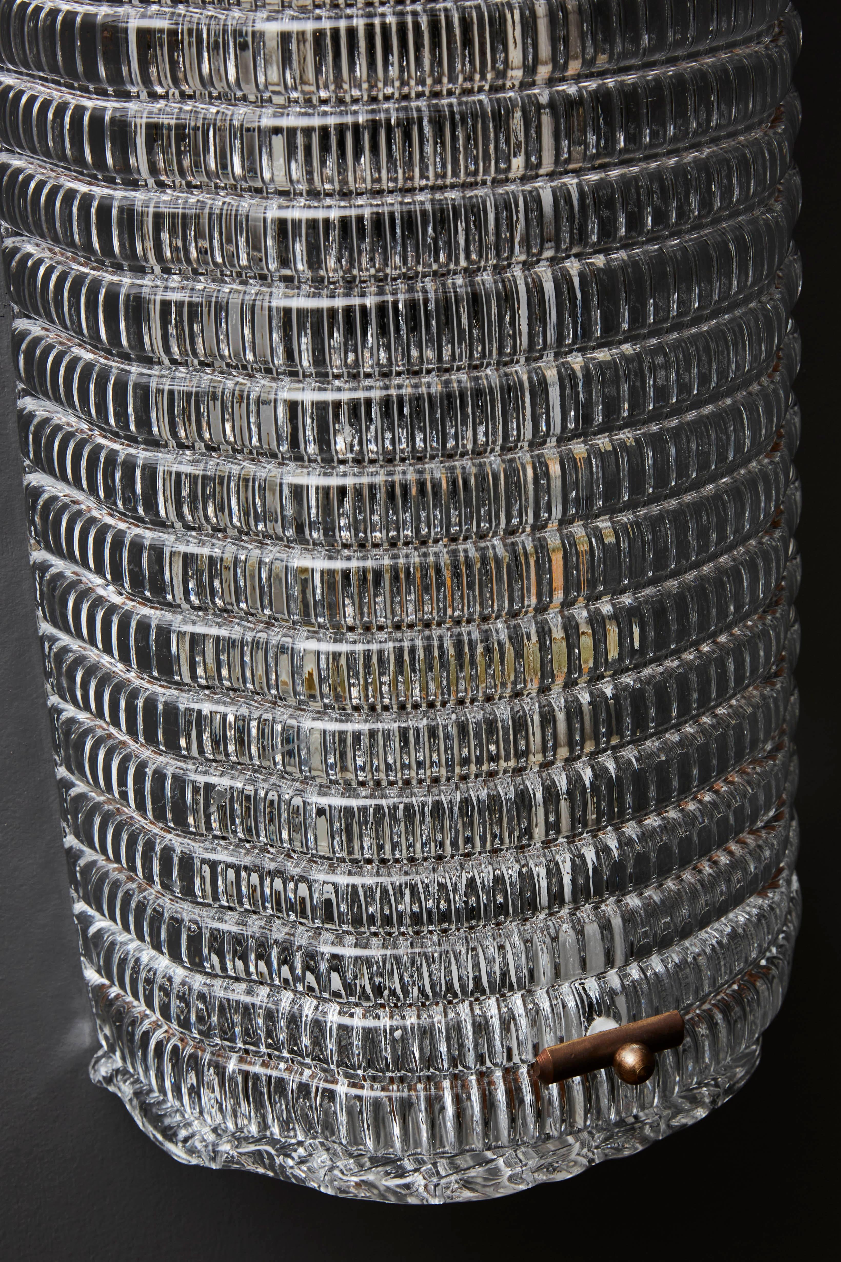 Laiton Verre de Murano texturé transparent avec monture en laiton en vente