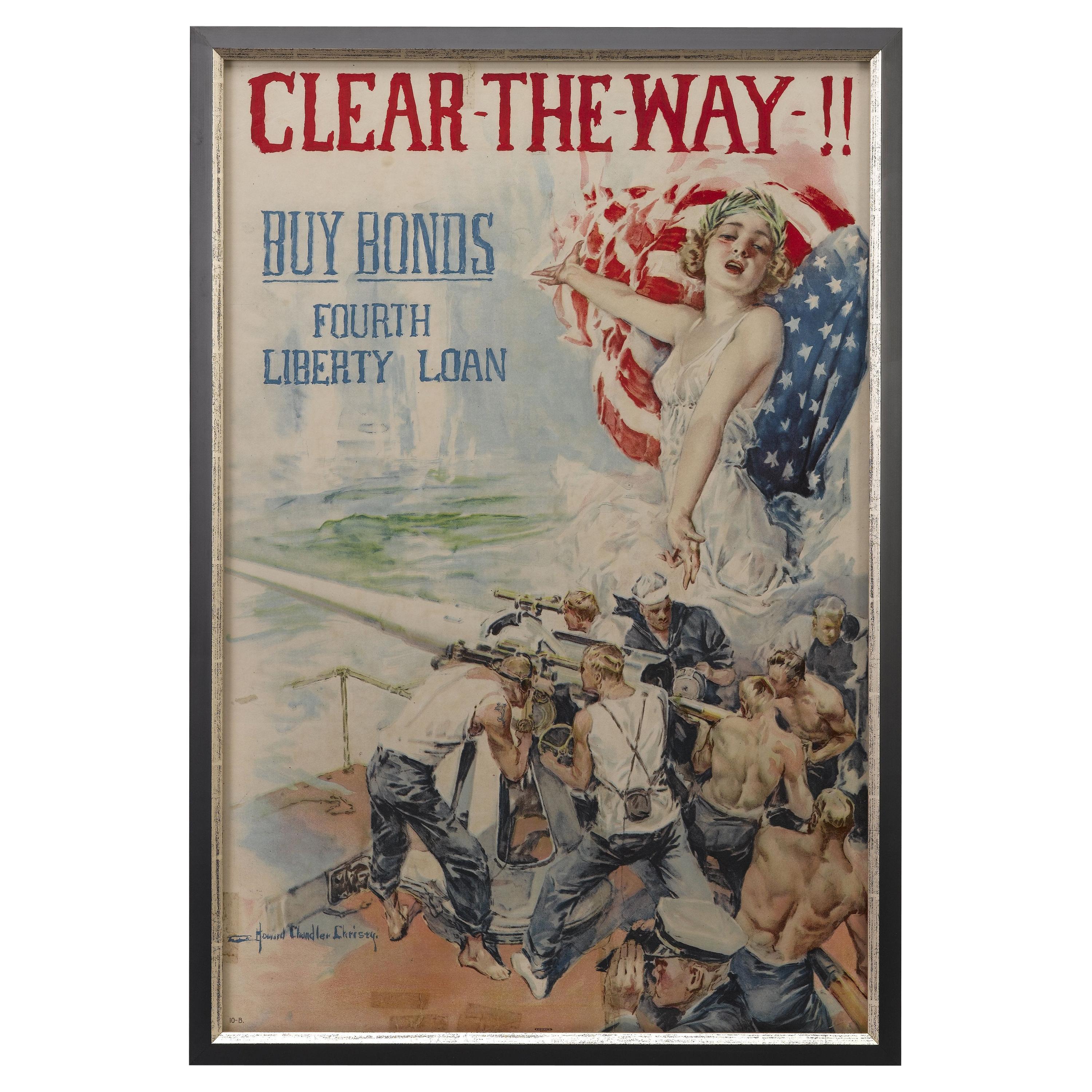 "Clear the Way !!" Fourth Liberty Loan Poster by Howard Chandler Christy, 1919