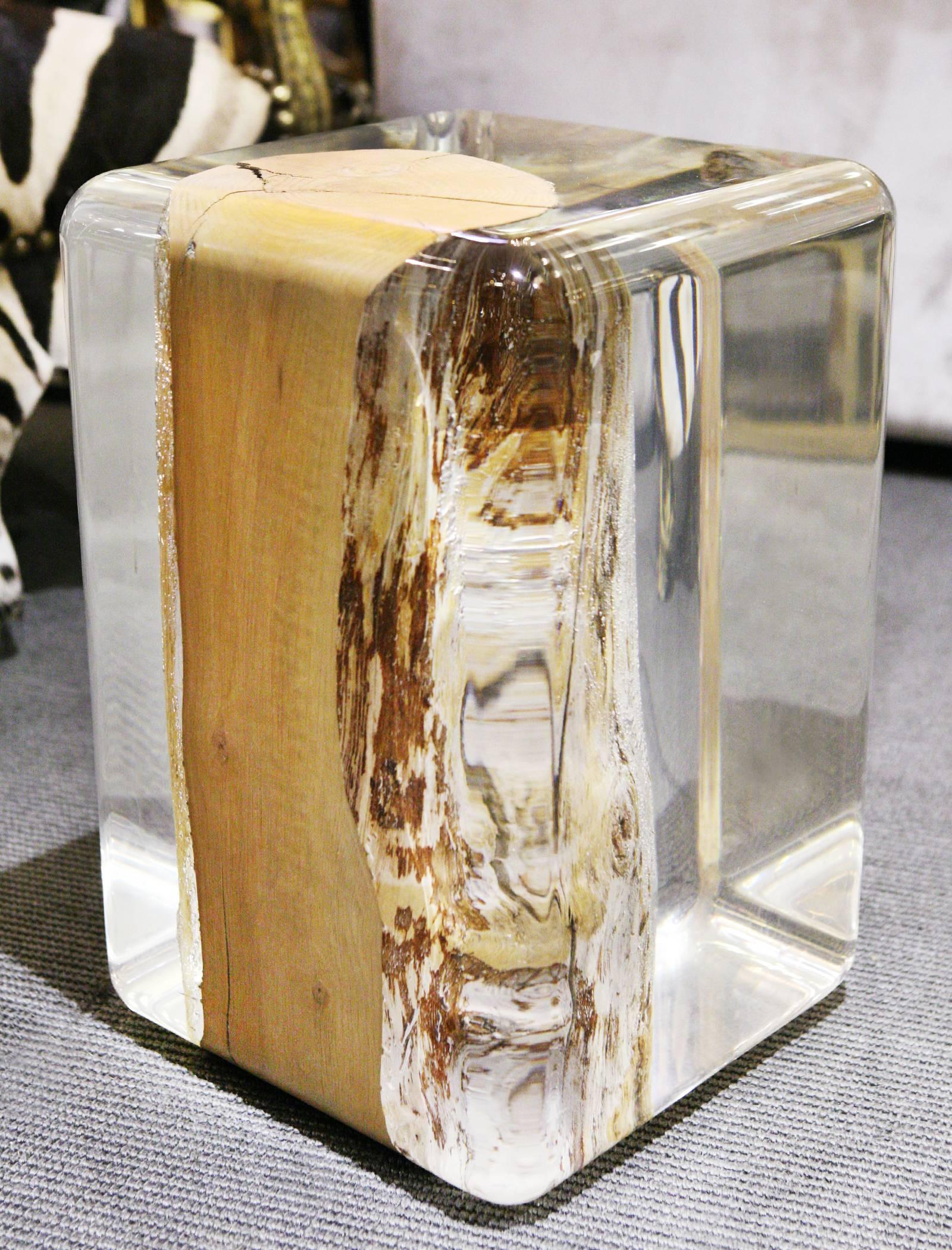 Side table clear trunk with natural solid wood trunk
taken in acrylic glass. With LED light base.
cold or hot color light in option.
Each piece is unique with slight variations from one another.
Clear Trunk: 8700,00€
Led light base: 1000,00€

 