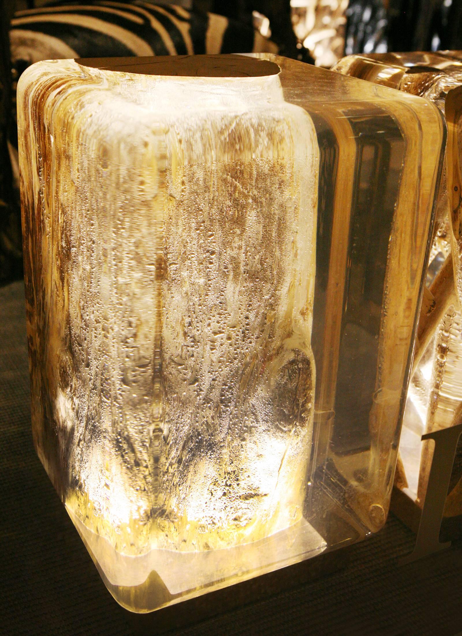 Clear Trunk Side Table in Acrylic Glass and Solid Wood For Sale 3