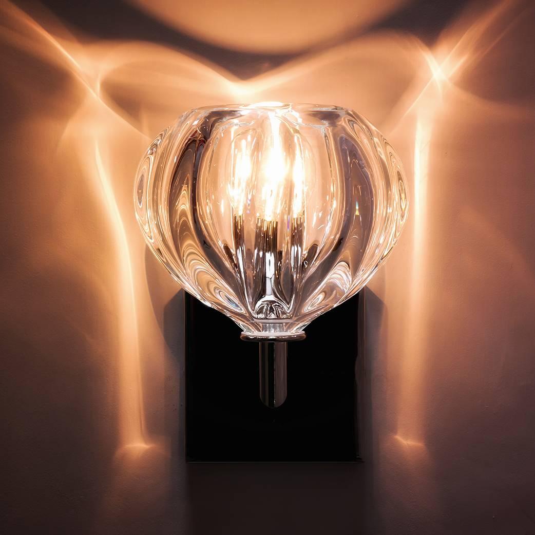 Mid-Century Modern Clear Urchin Elbow Sconce, Hand Blown Glass - Made to Order For Sale