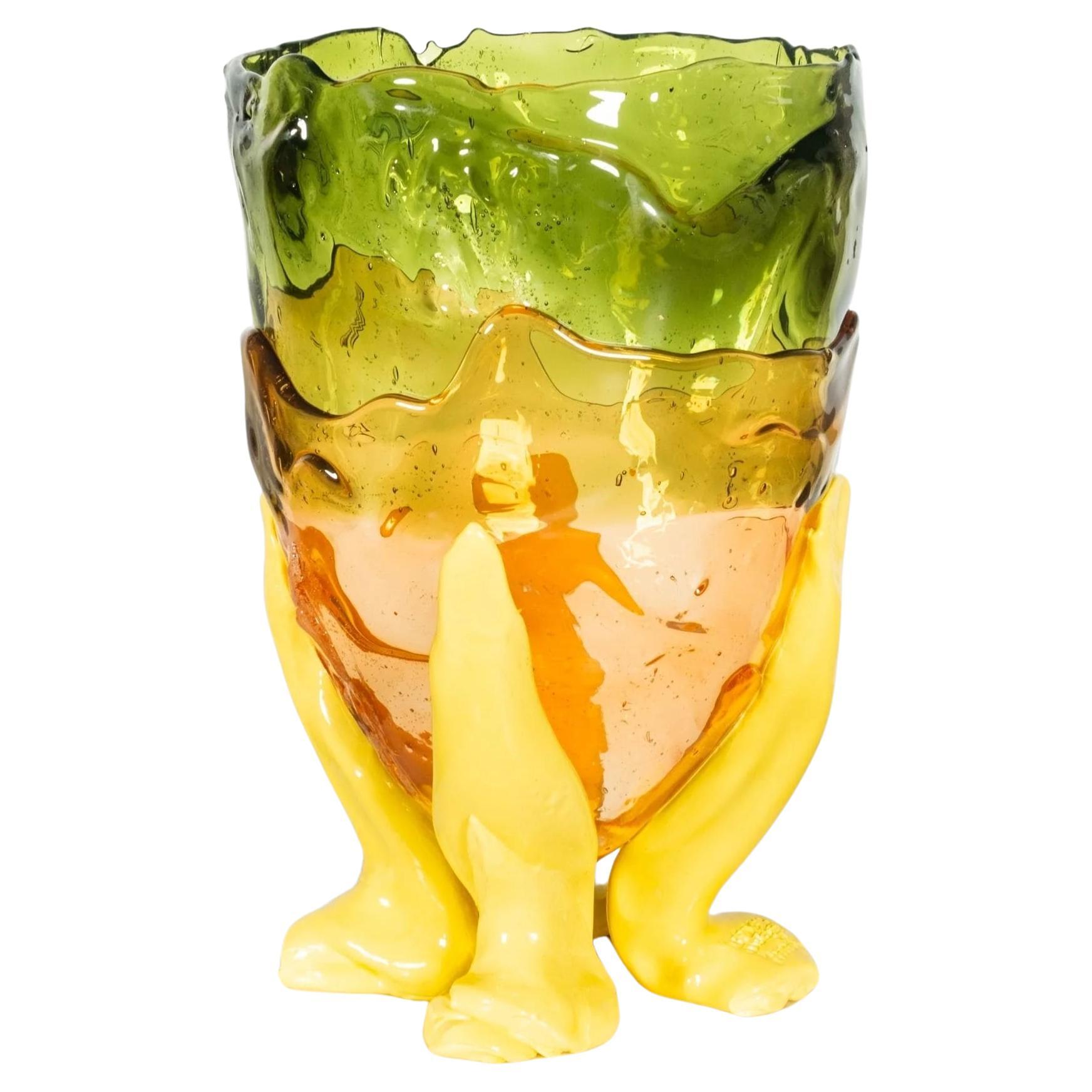 Clear Vase Extra Colour (Large), Bottle Green, Clear Pink and Matte Yellow
