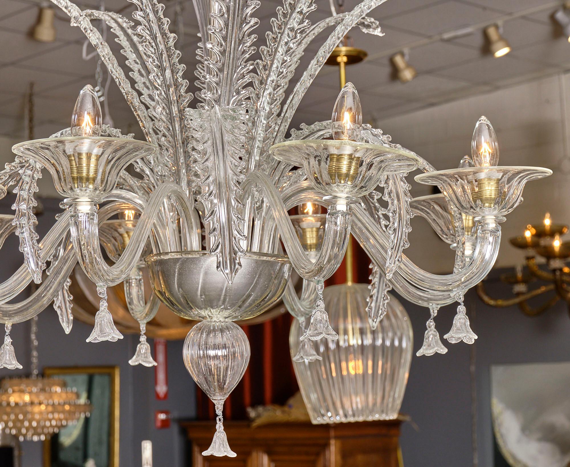 Clear Vintage Murano Glass Chandelier 1