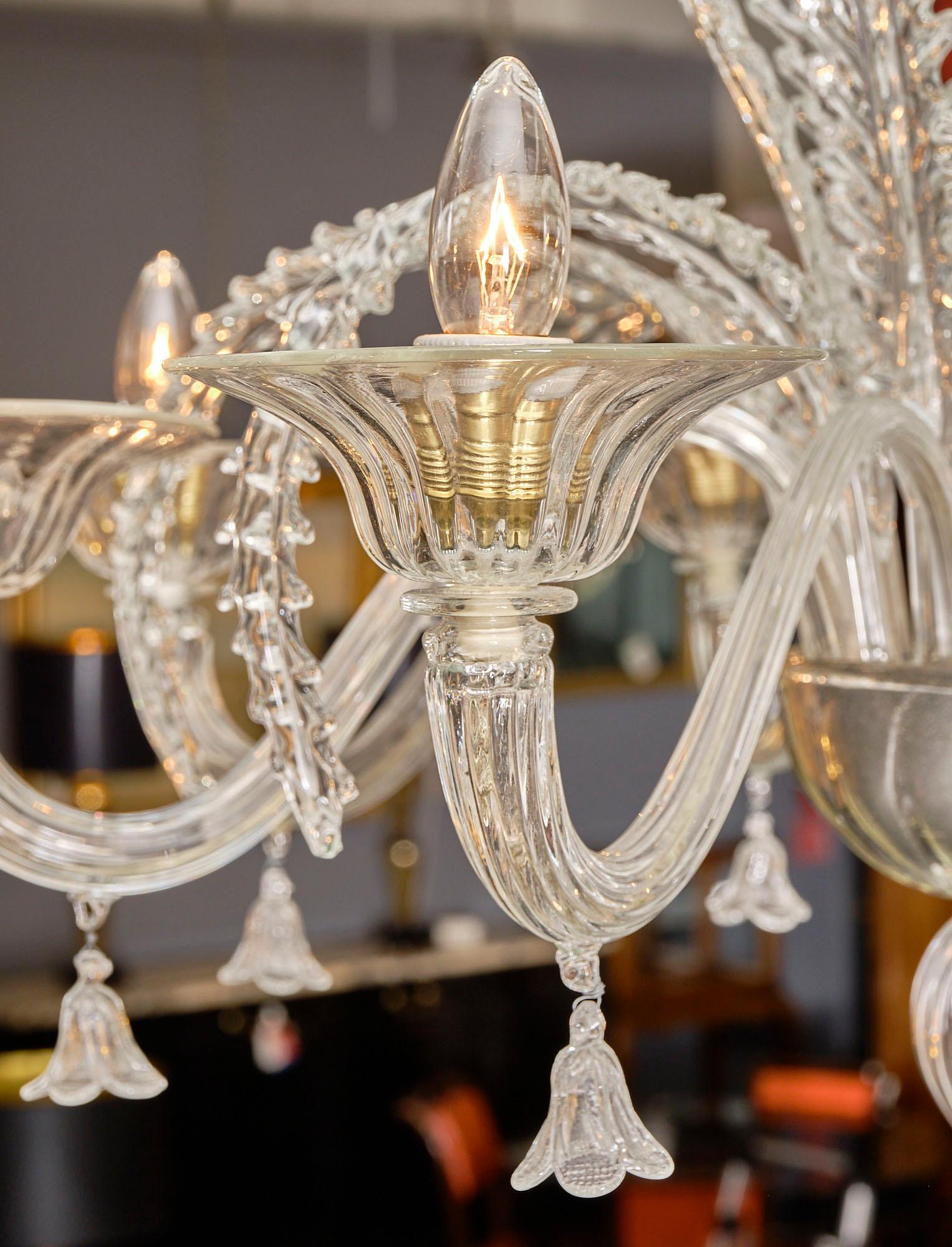 Clear Vintage Murano Glass Chandelier 2