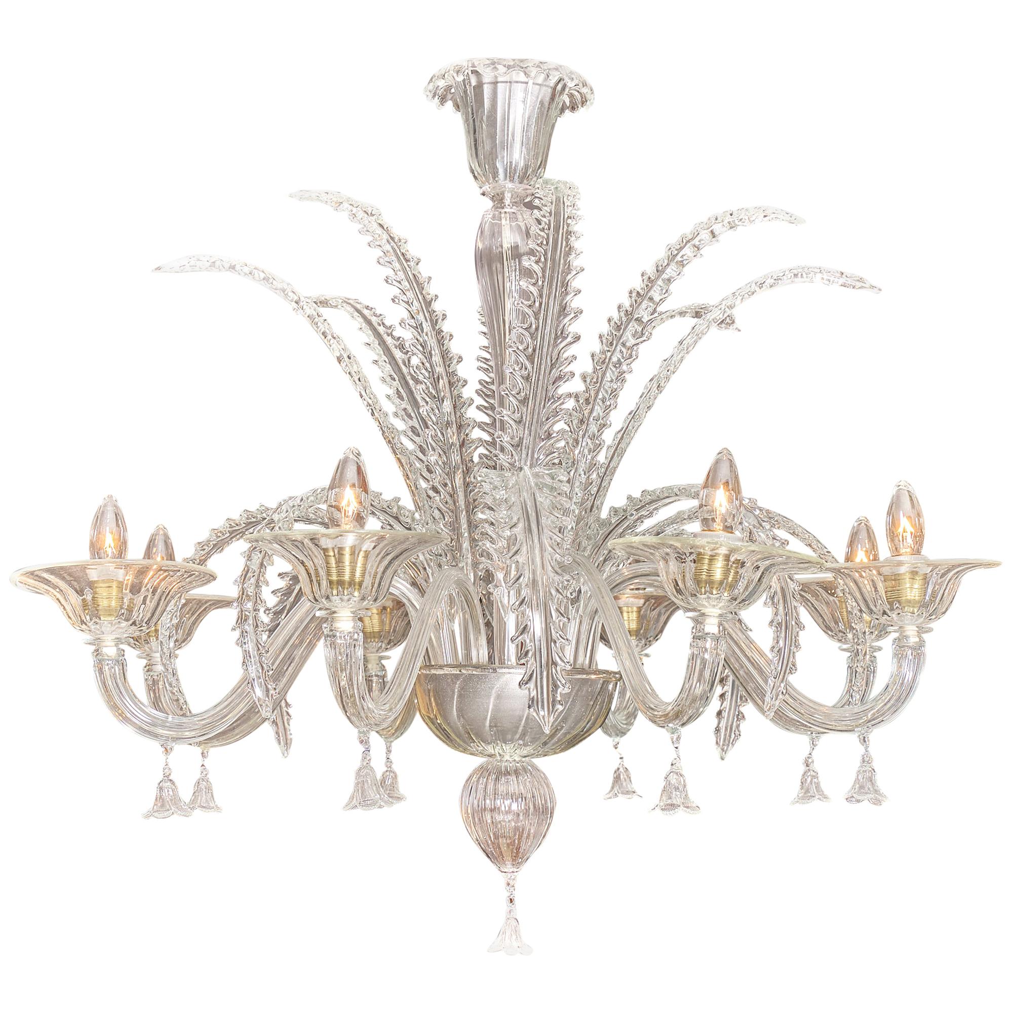 Clear Vintage Murano Glass Chandelier