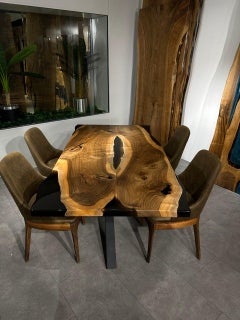 Black Walnut Epoxy Resin Dine Table - Natural Wood Resin Table
