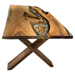 Tavolo in resina di legno di noce chiaro - Cucina Wood Custom Furniture
