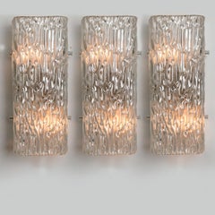 Clear Wave Glass Wall Lights by J.T. Kalmar, Austria, 1960s