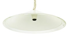 Clear & white Murano Glass 1970s pendant lamp Melania by Renato Toso for Leucos