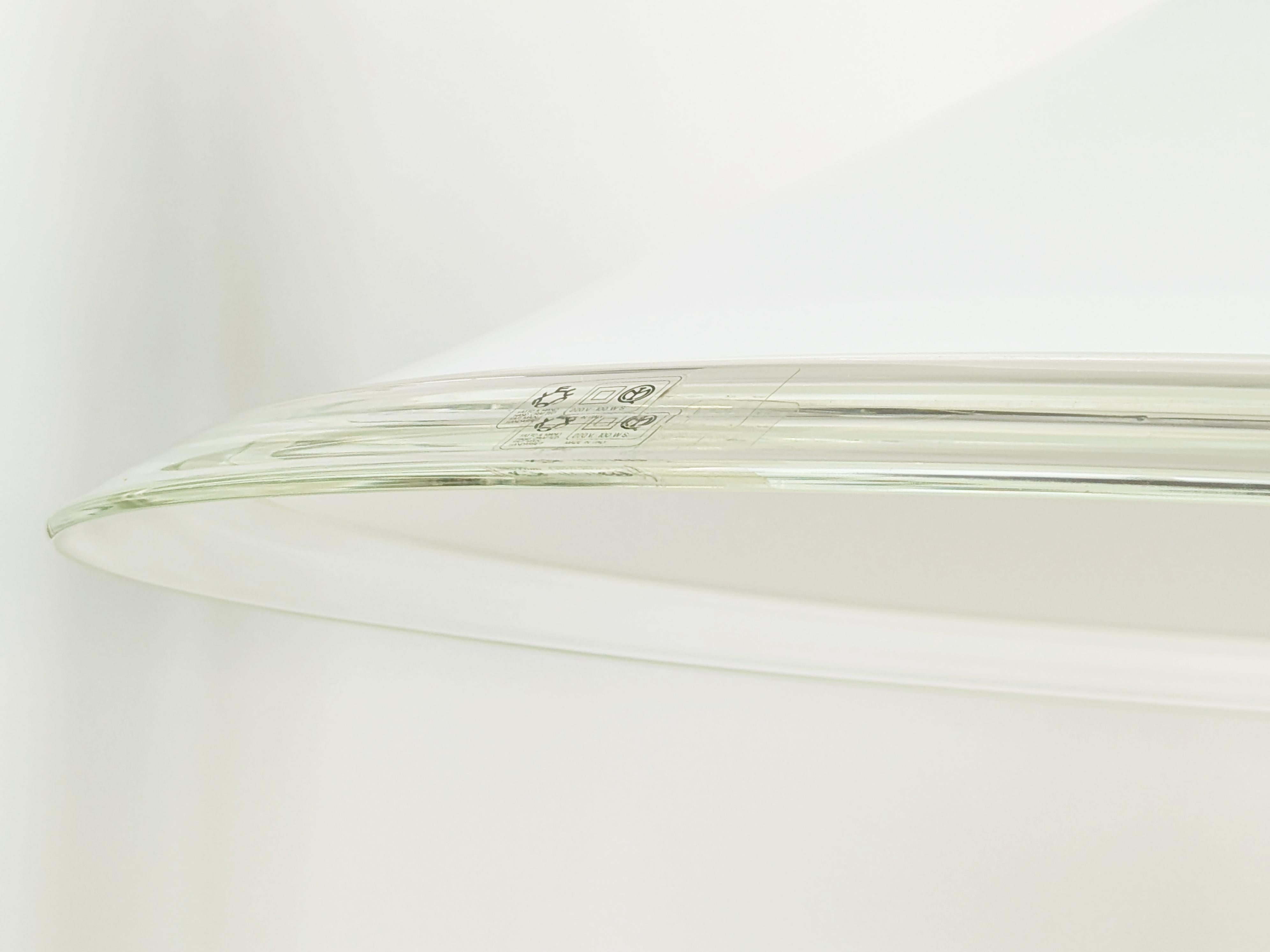 Lámpara colgante de cristal de Murano blanco y transparente de los años 70 Melania de Renato Toso para Leucos finales del siglo XX en venta