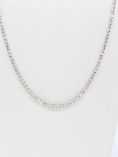 CLEARANCE, 10.87 ct Natural Diamond Tennis Necklace 14k White Gold 22"