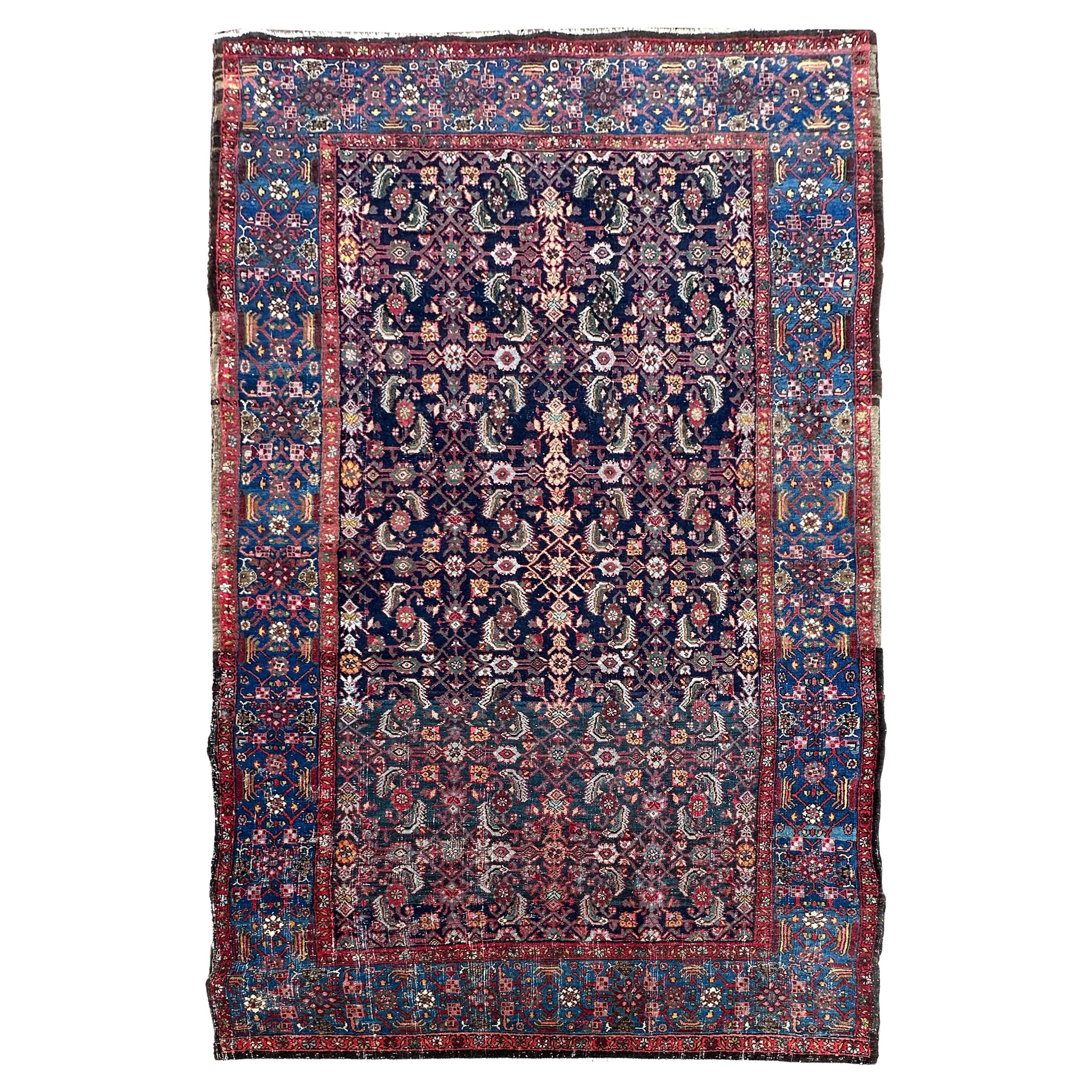 CLEARANCE, 4x8 Antique Bijar Traditional Persian Rug "Iron Quality" circa 1880 For Sale